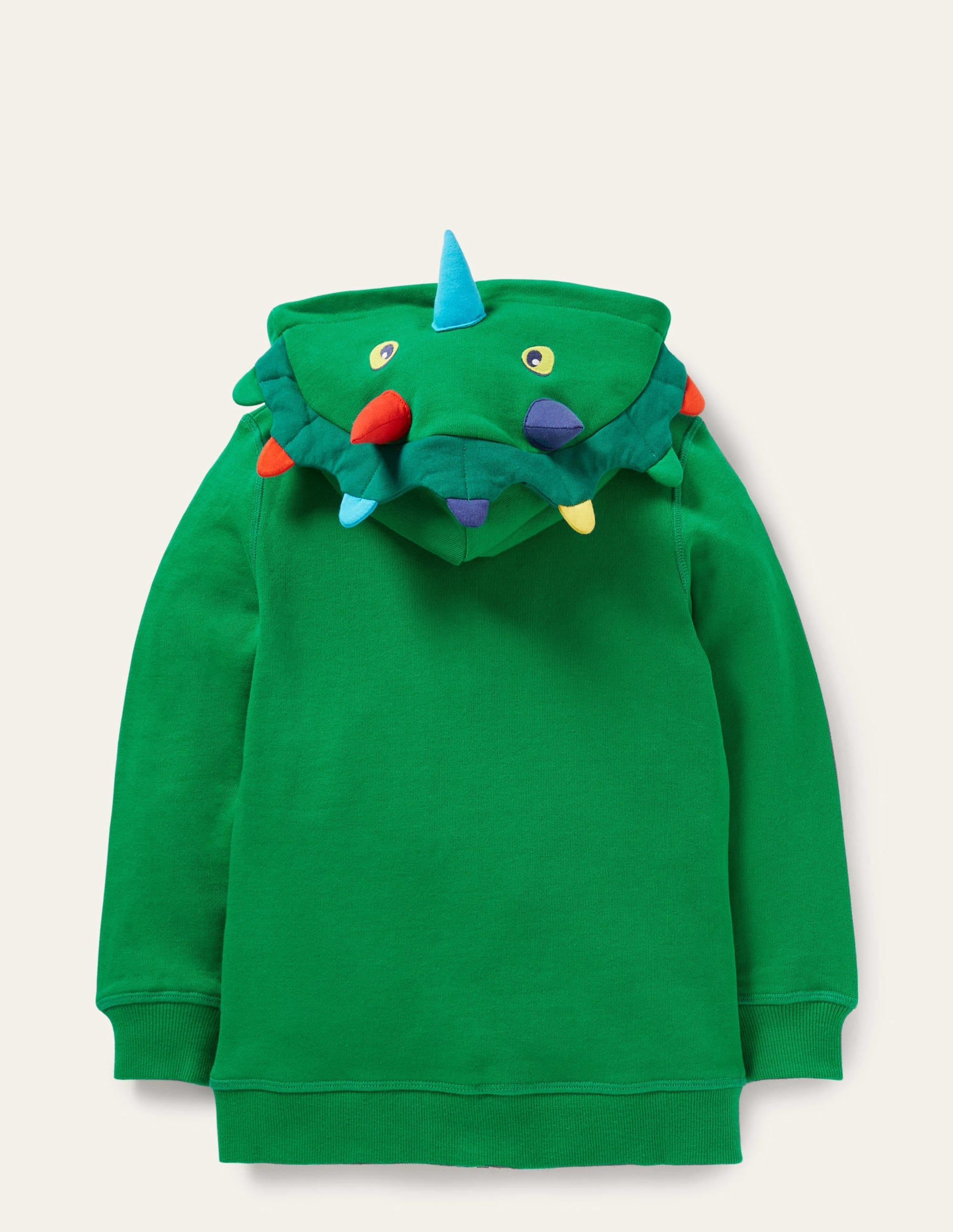 Jersey-lined Appliqué Hoodie-Highland Green Dinosaur - Image 2