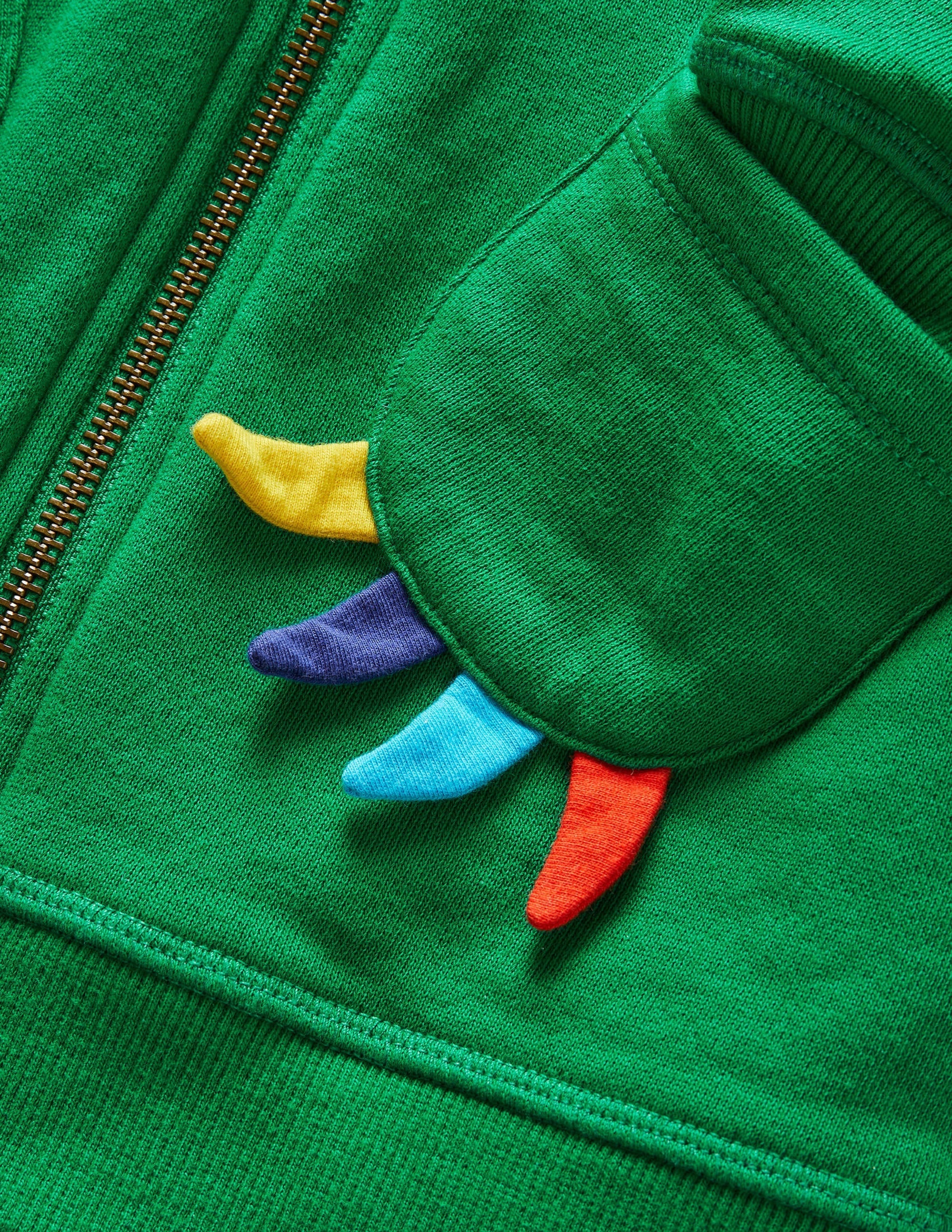 Jersey-lined Appliqué Hoodie-Highland Green Dinosaur - Image 3
