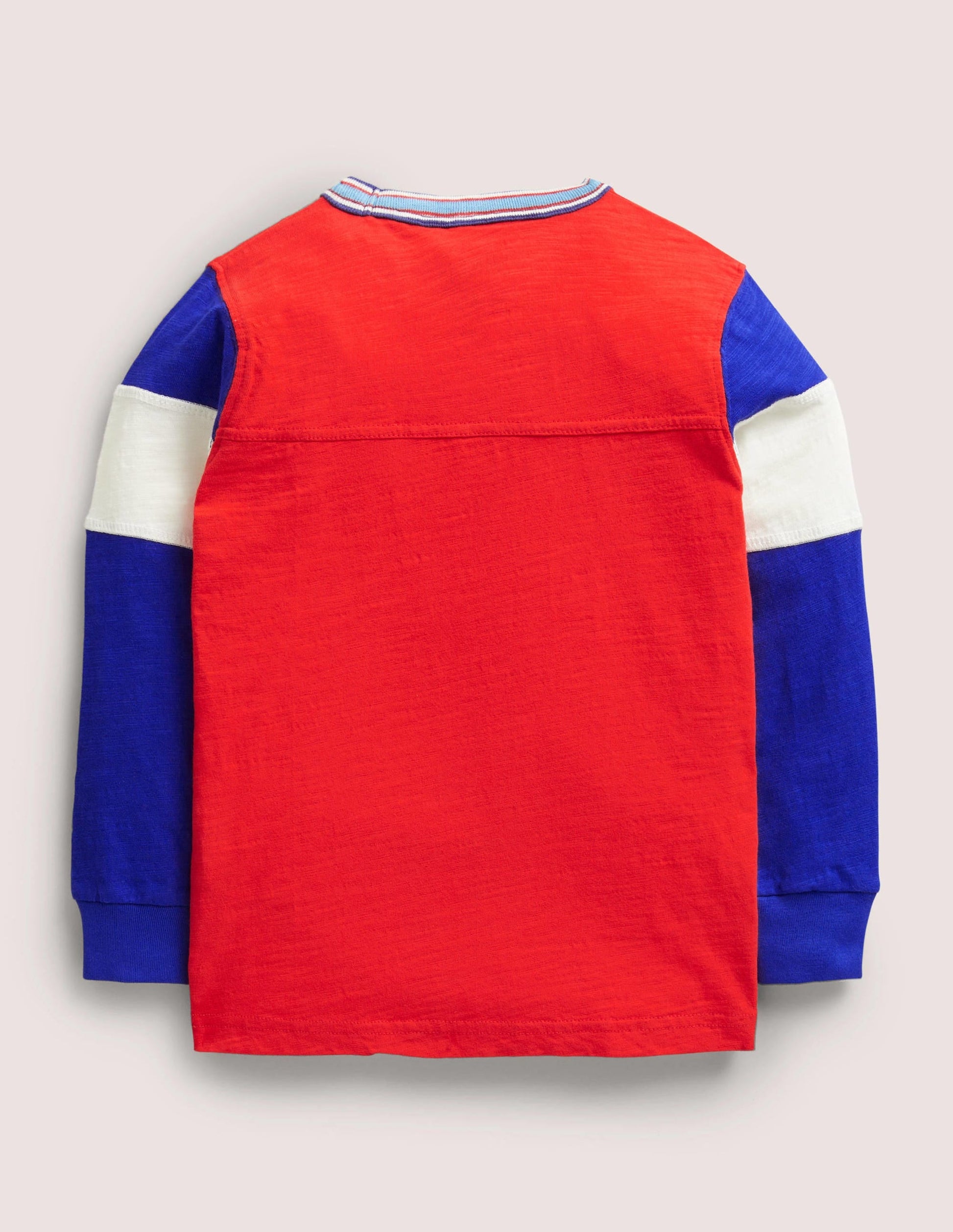 Sporty Long Sleeve T-shirt-Red Colourblock-2