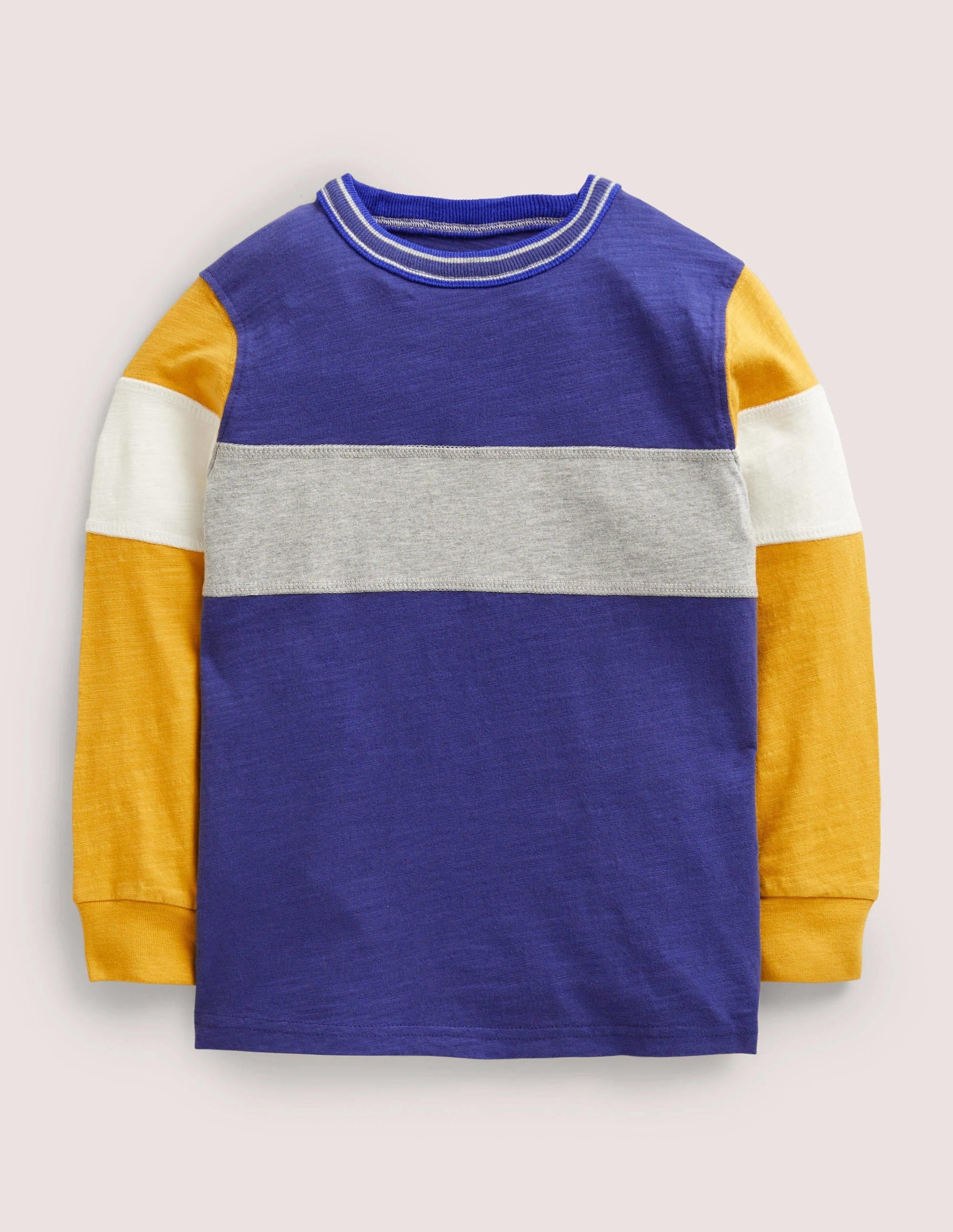 Sporty Long Sleeve T-shirt-Yellow Colourblock-1