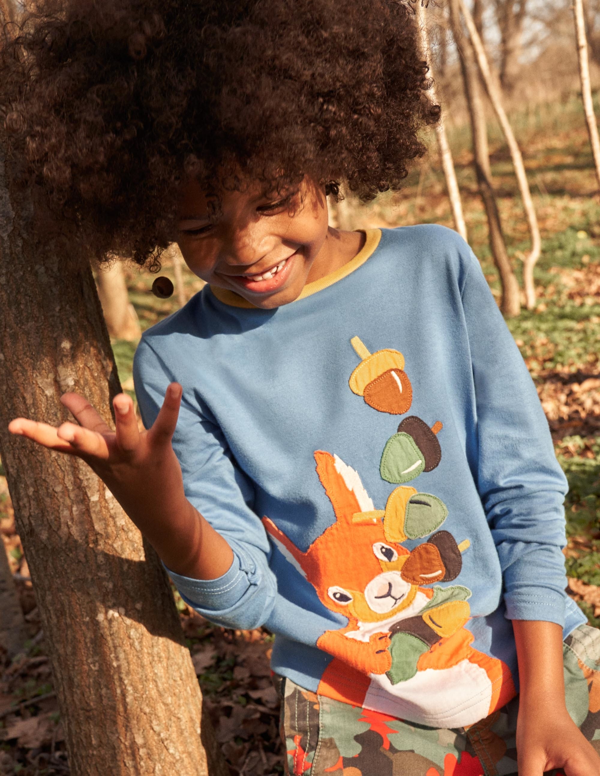 Front & Back Appliqué T-shirt-Riviera Blue Squirrel - Image 4