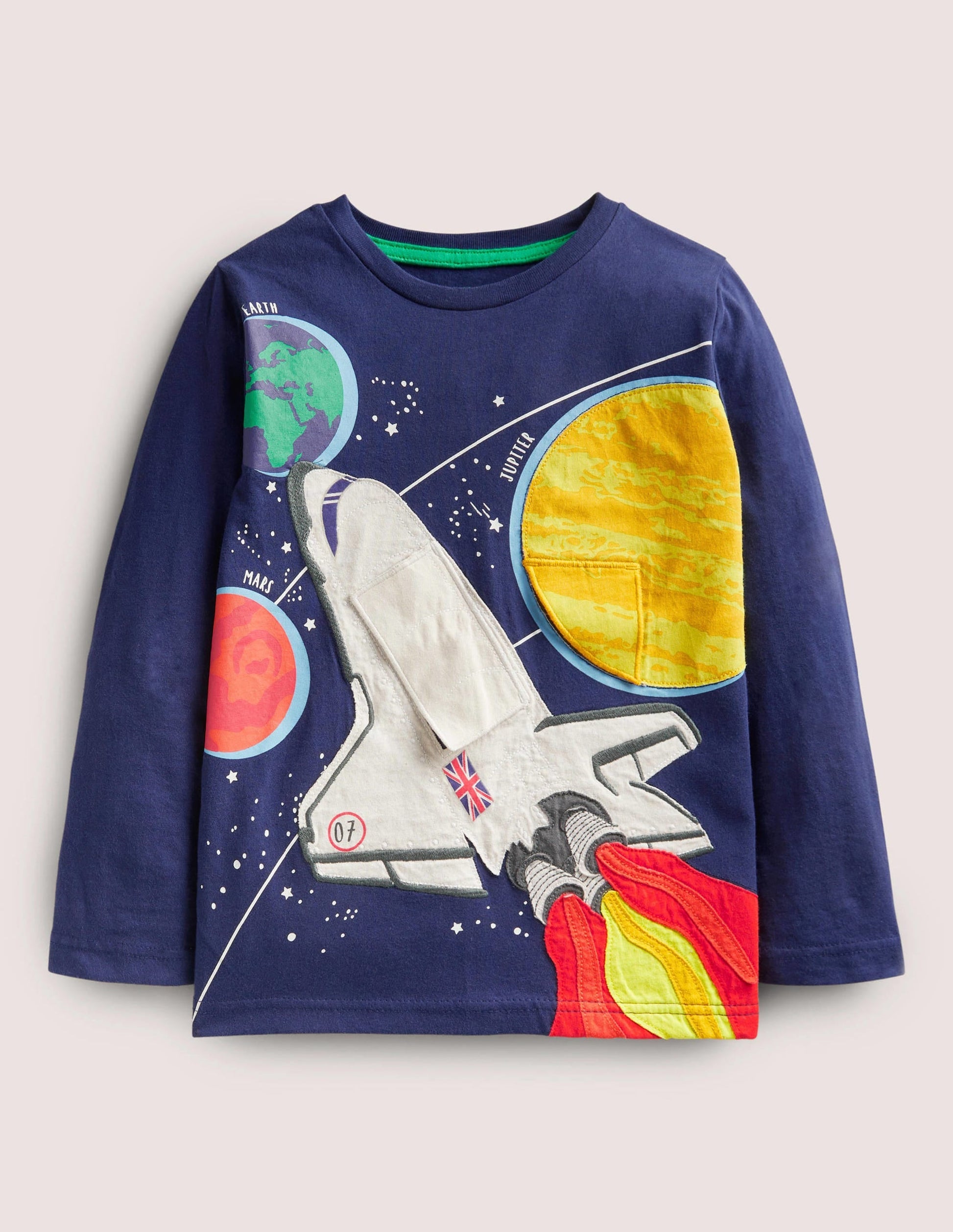 Lift-the-flap Rocket T-shirt-Navy Ombre Rocket-1