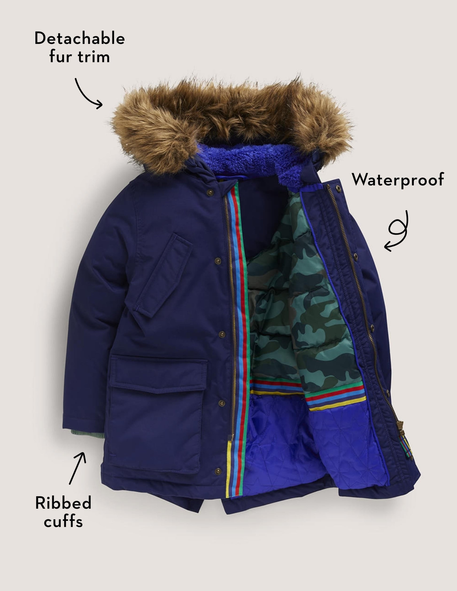 Navy Hooded Waterproof Parka-College Navy-5