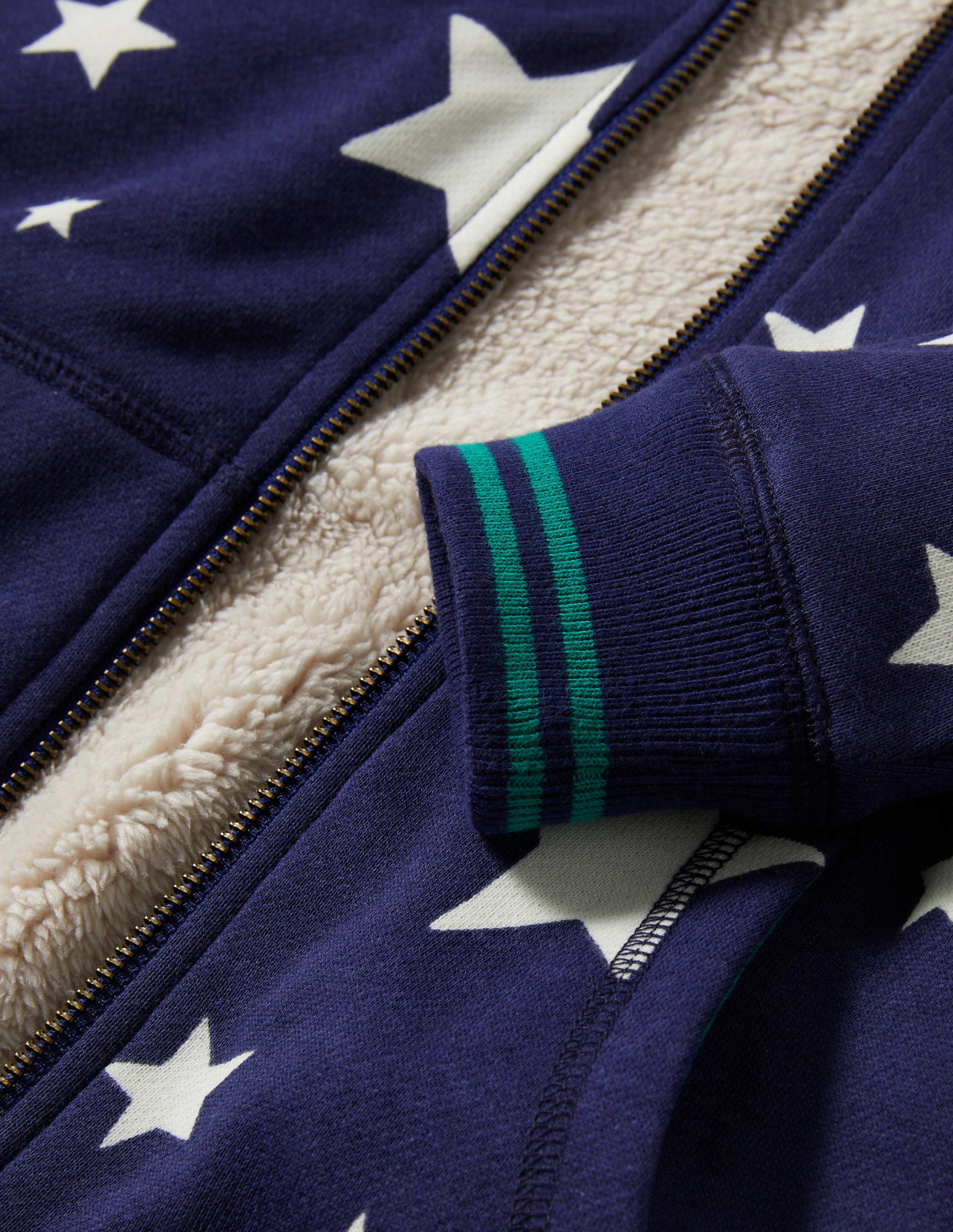 Navy Star Print Fleece-Lined Hoodie-College Navy Glow Stars - Image 3