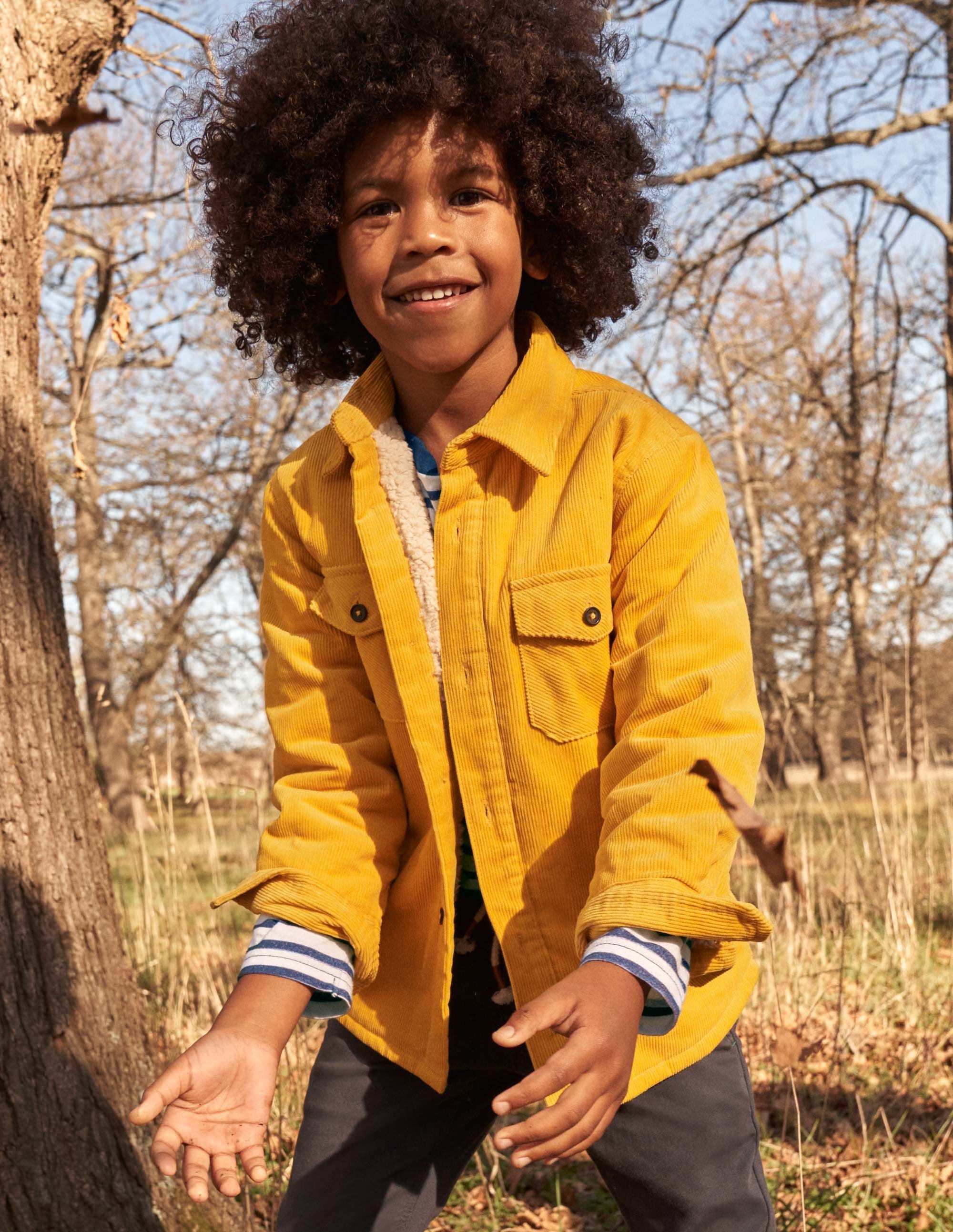 Sherpa-Lined Shacket-Honeycomb Yellow Cord - Image 4
