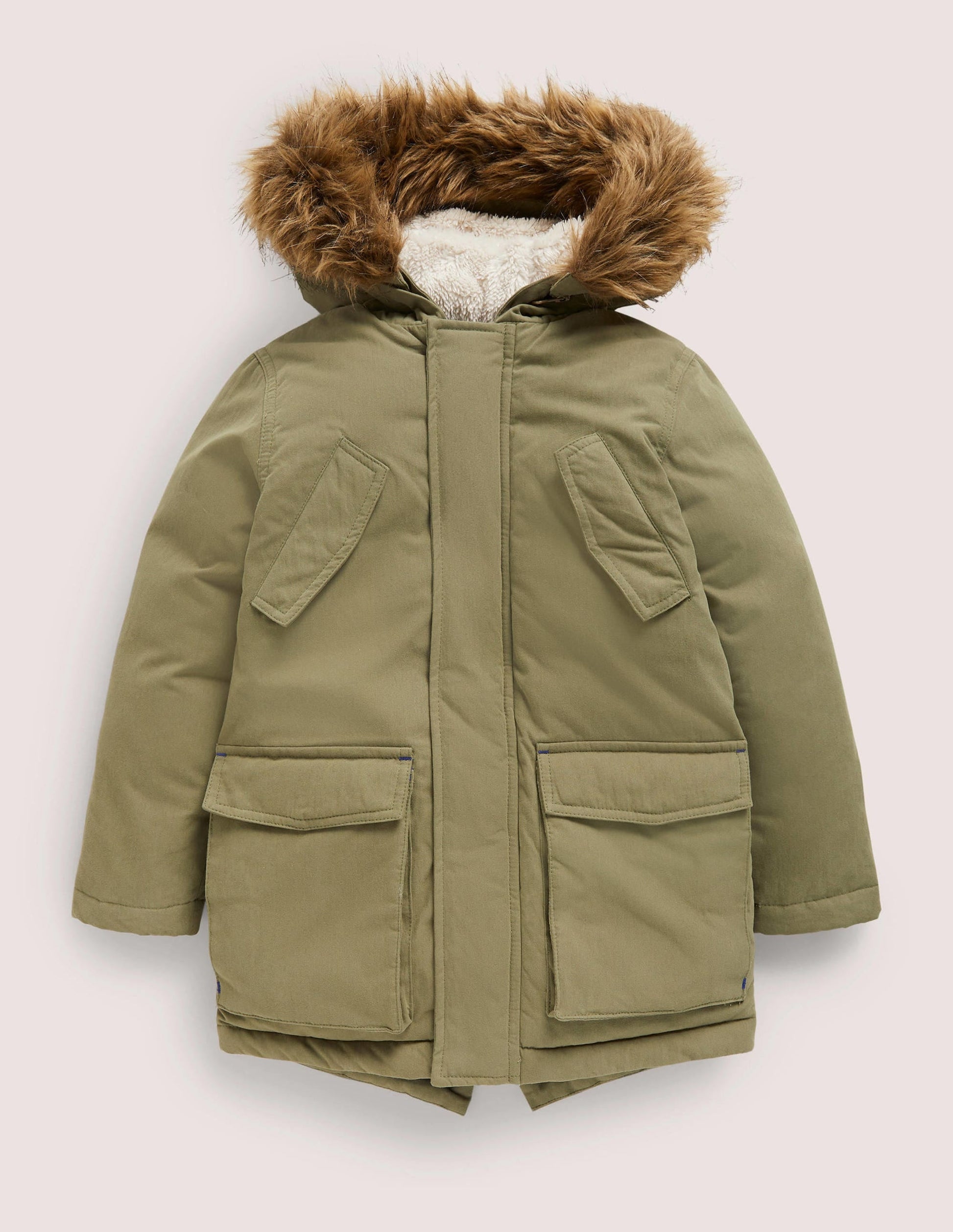Showerproof Appliqué Parka-Army Green Space-1