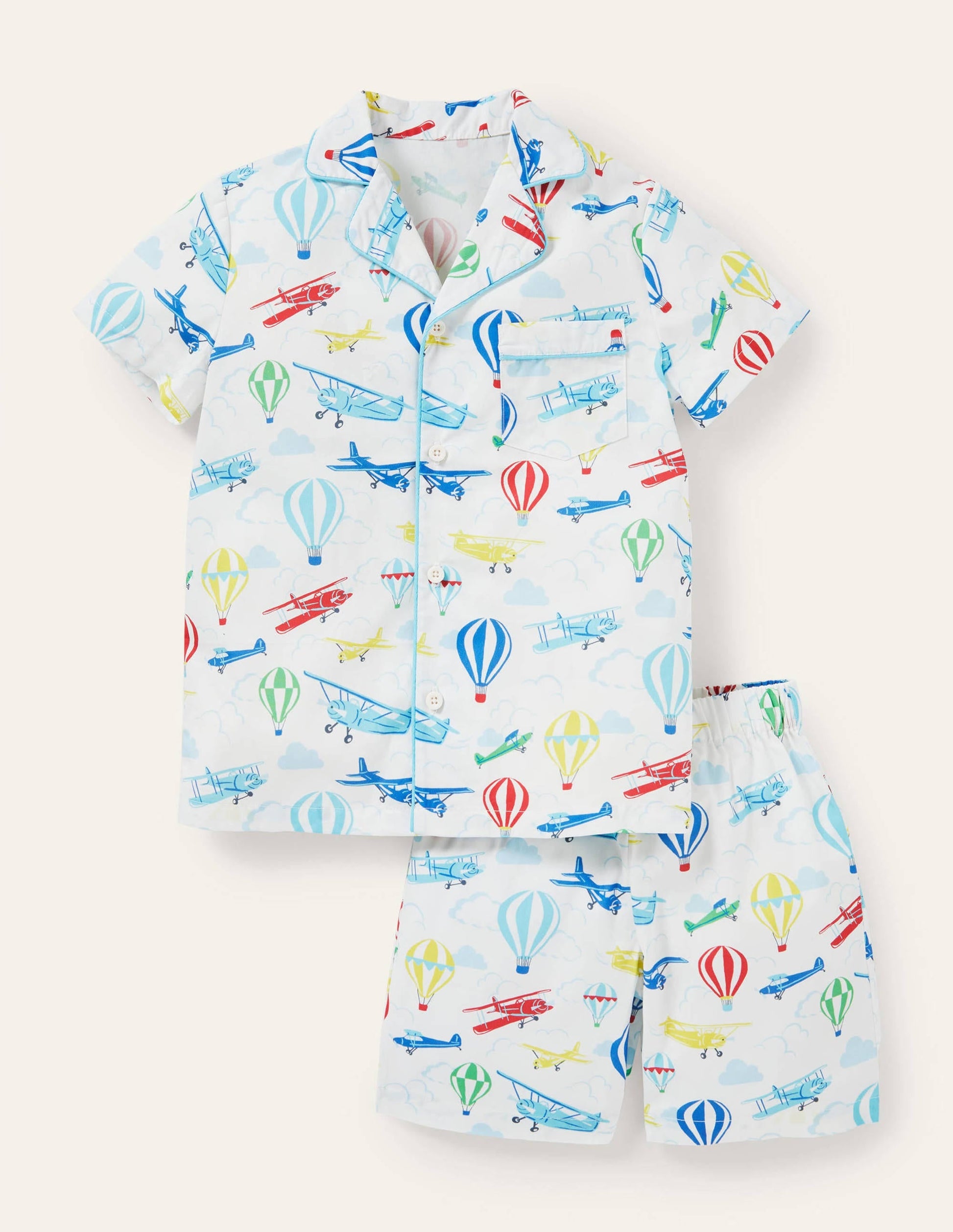 Nostalgic Short Pyjama Set-Rainbow Air Vehicles-1