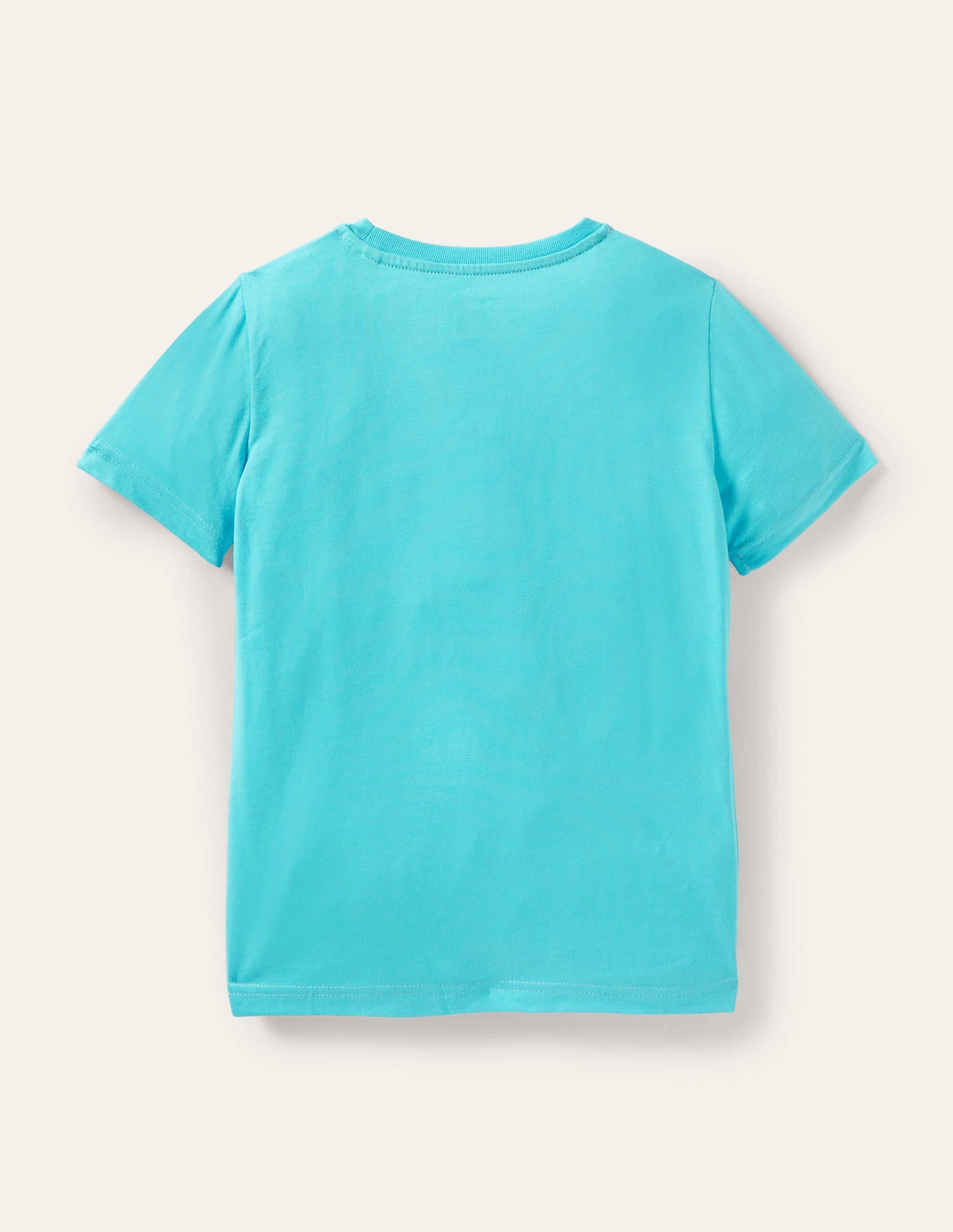 Beach Appliqué T-shirt-Turquoise Blue Surfing Dog - Image 2