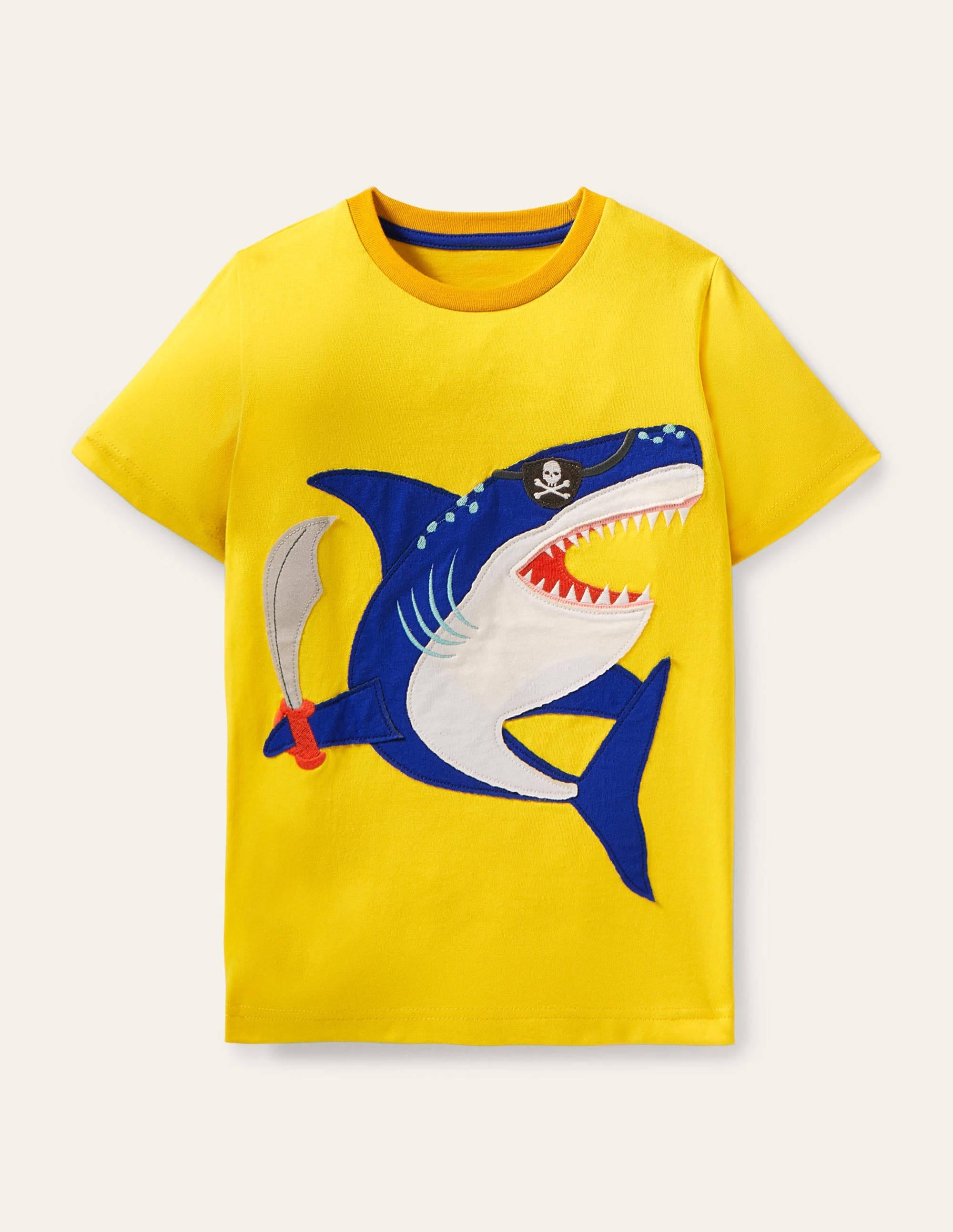 Yellow Shark Appliqué T-shirt-Daffodil Yellow Shark - Image 1