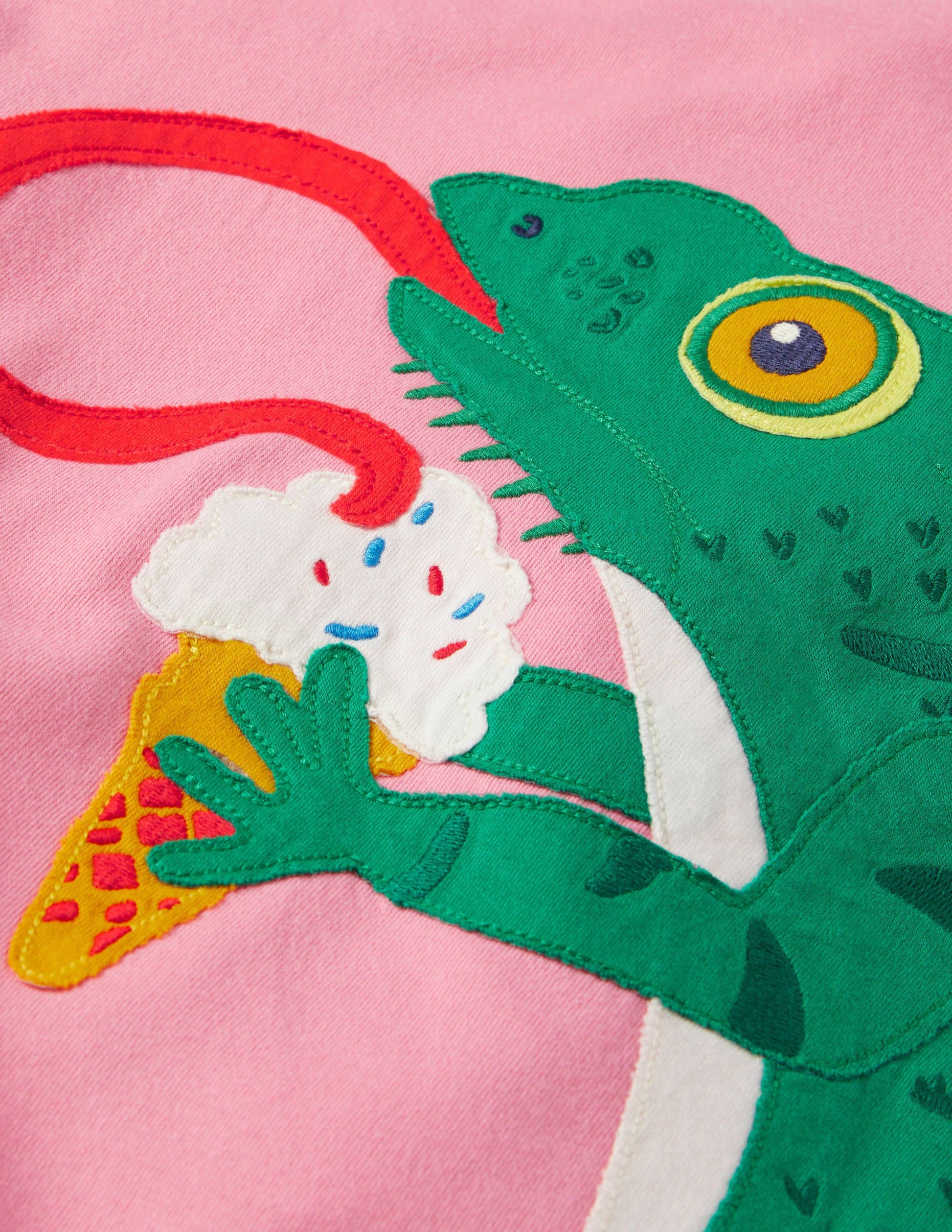 Front & Back Appliqué T-shirt-Pink Lemonade Chameleon-3
