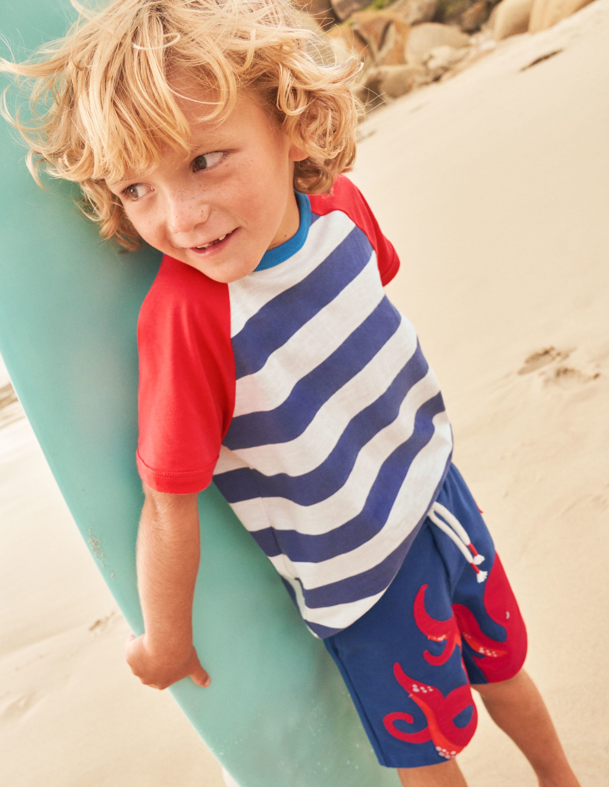 Appliqué Sweatshorts-Starboard Blue Octopus - Image 5