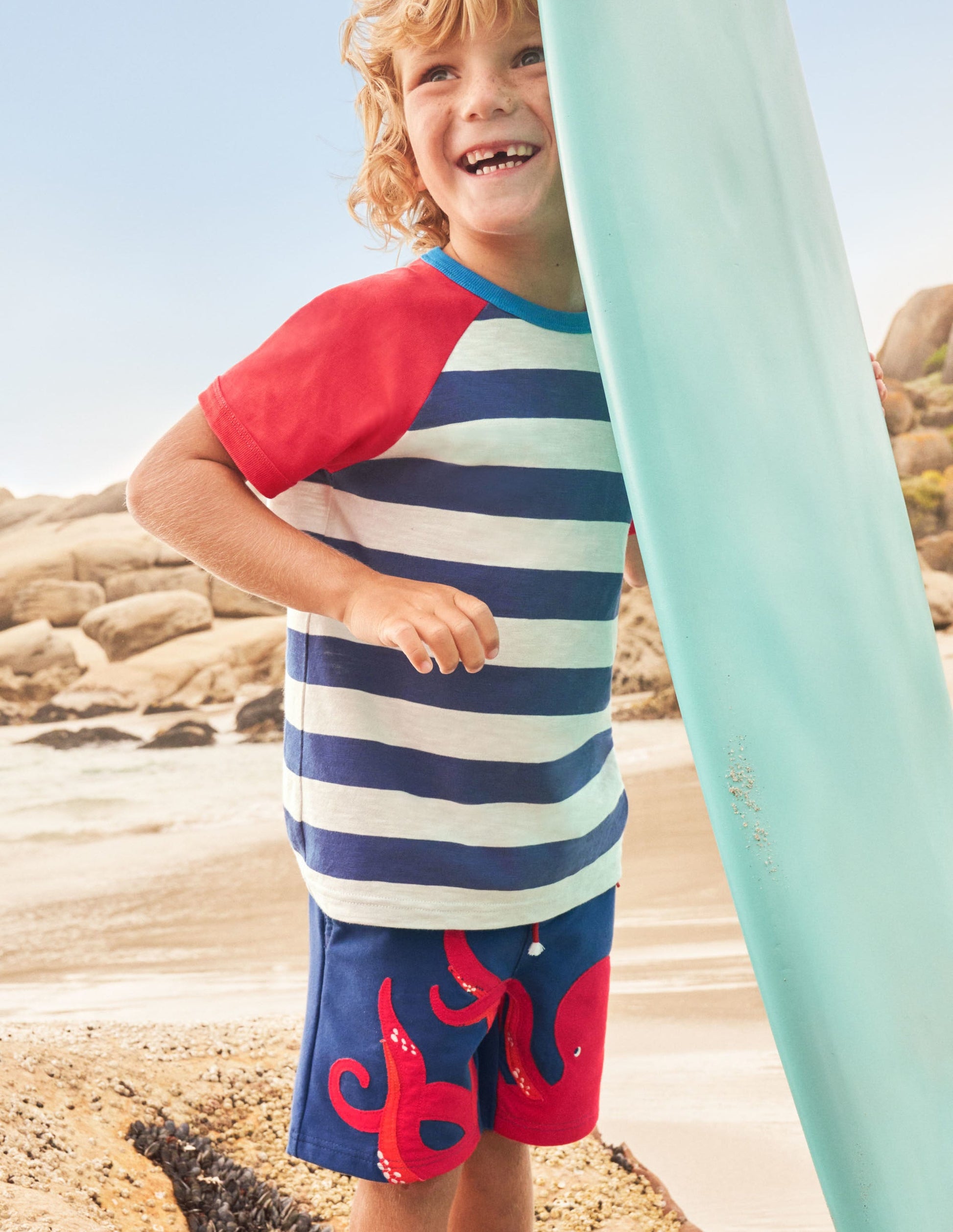 Appliqué Sweatshorts-Starboard Blue Octopus-7