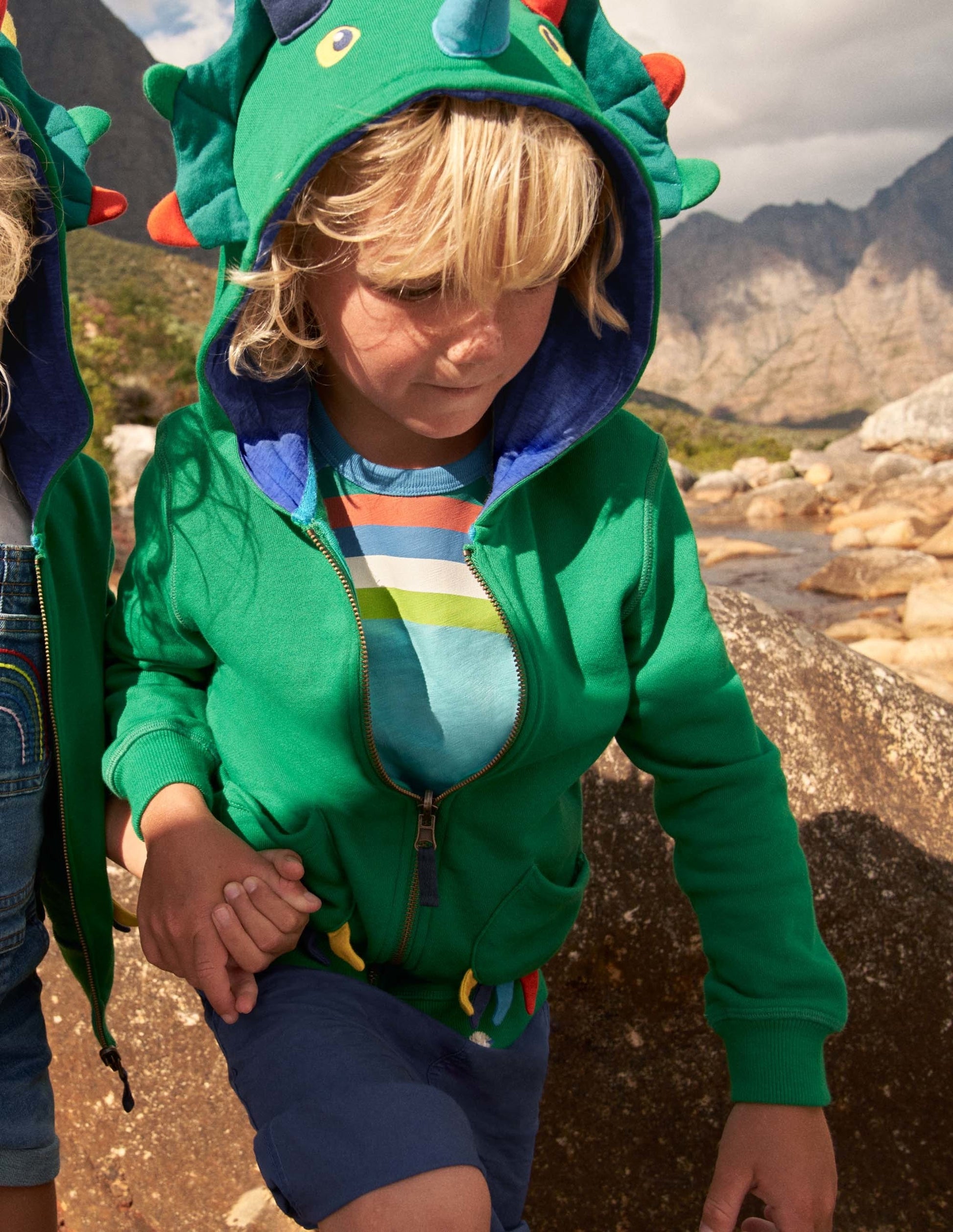 Jersey-lined Appliqué Hoodie-Highland Green Dinosaur-6