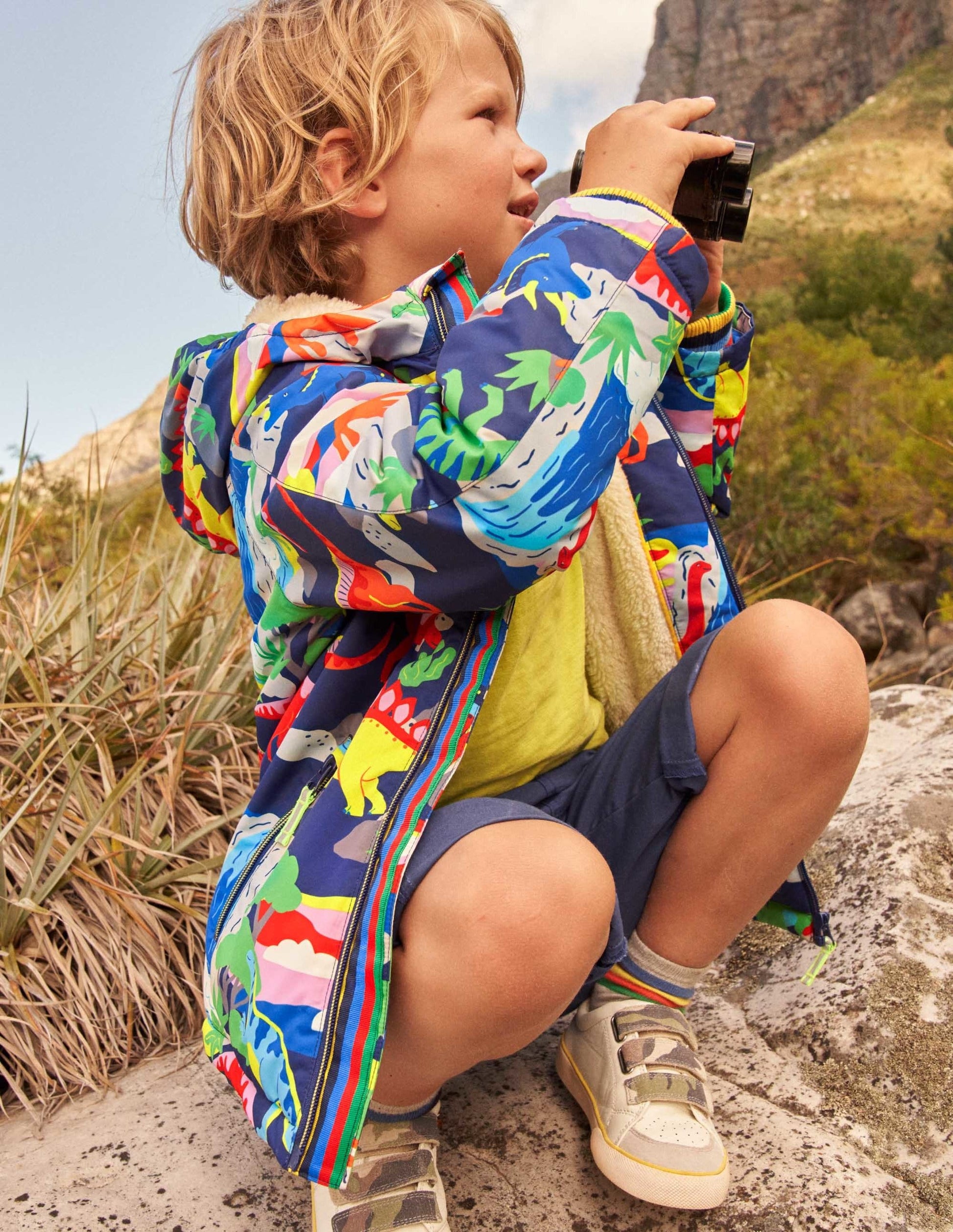 Cosy Sherpa-lined Anorak-Starboard Blue Multi Dino-5