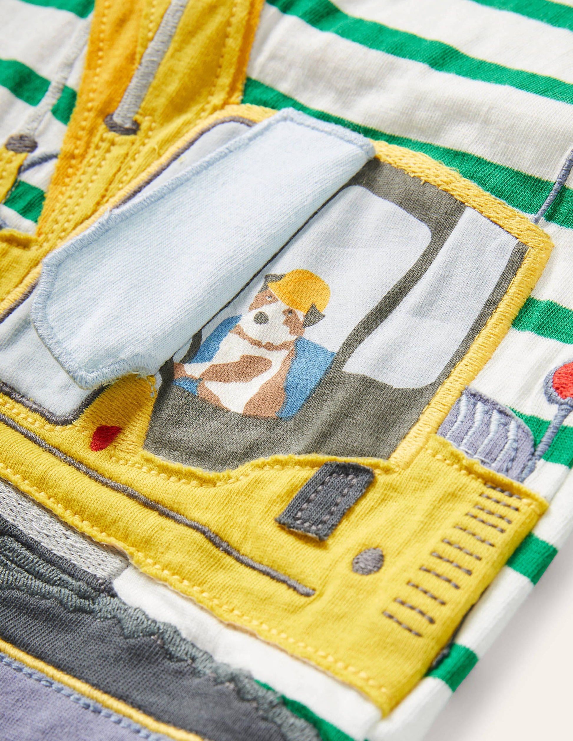 Lift-the-flap Vehicle T-shirt-Ivory/Highland Green Digger-3