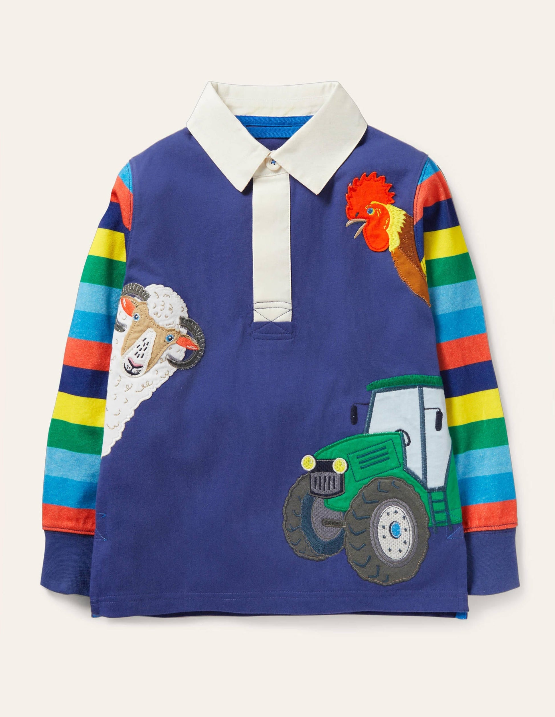 Fun Farm Animal Rugby Shirt-College Navy Animals-1