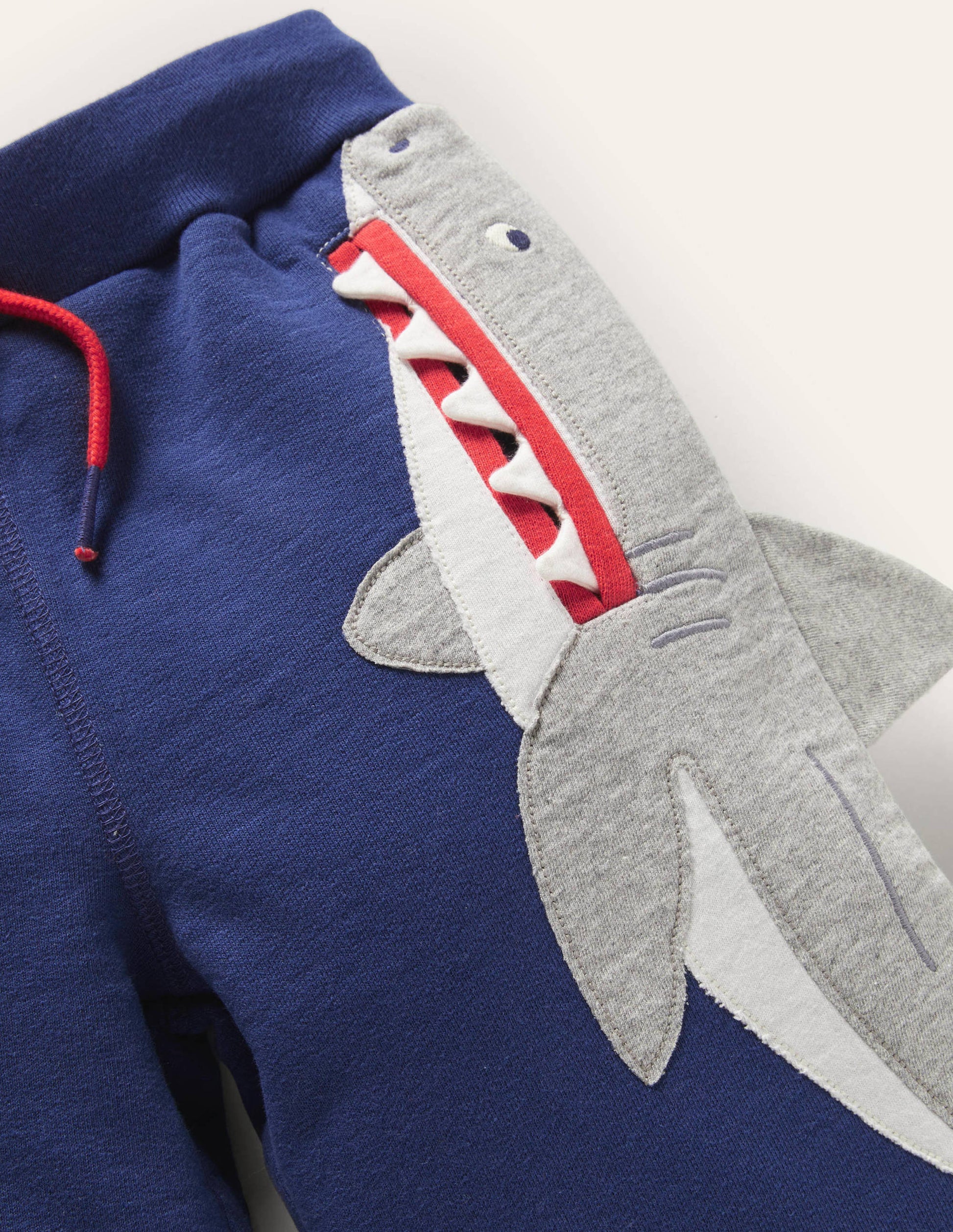 Navy Shark Appliqué Jersey Shorts-Starboard Blue Sharks-3