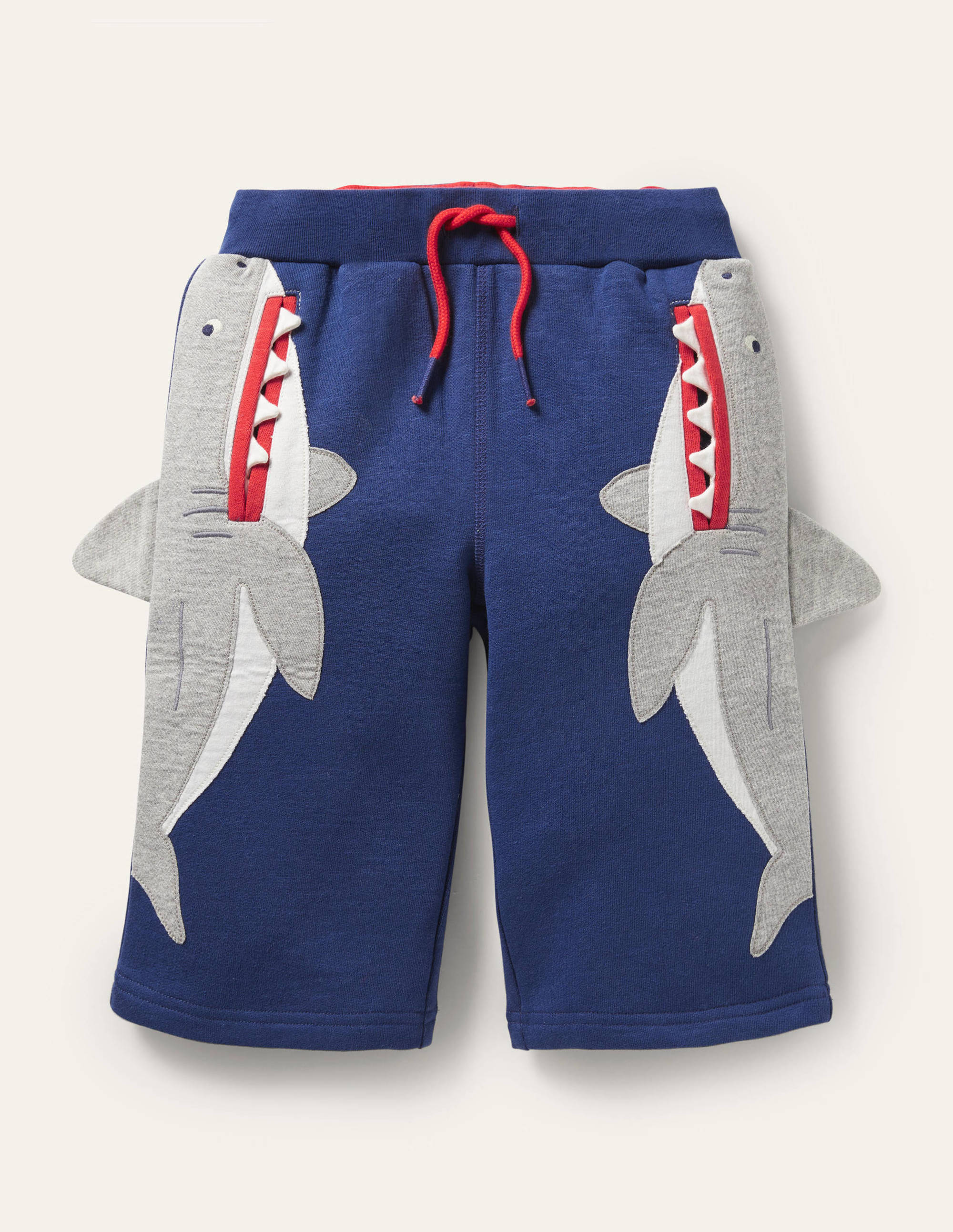 Navy Shark Appliqué Jersey Shorts-Starboard Blue Sharks - Image 1