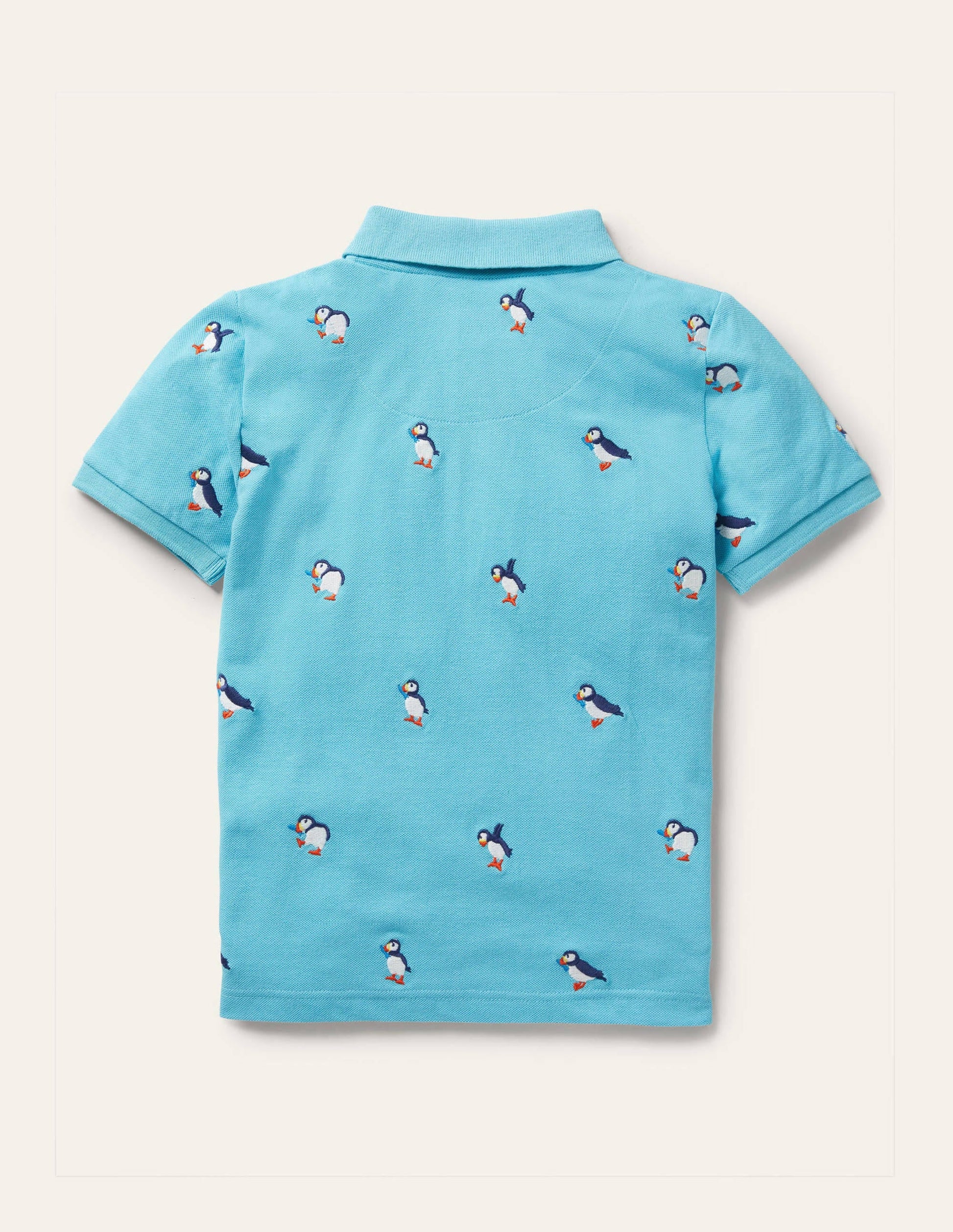 Piqué Polo Shirt-Aqua Blue Puffins-2