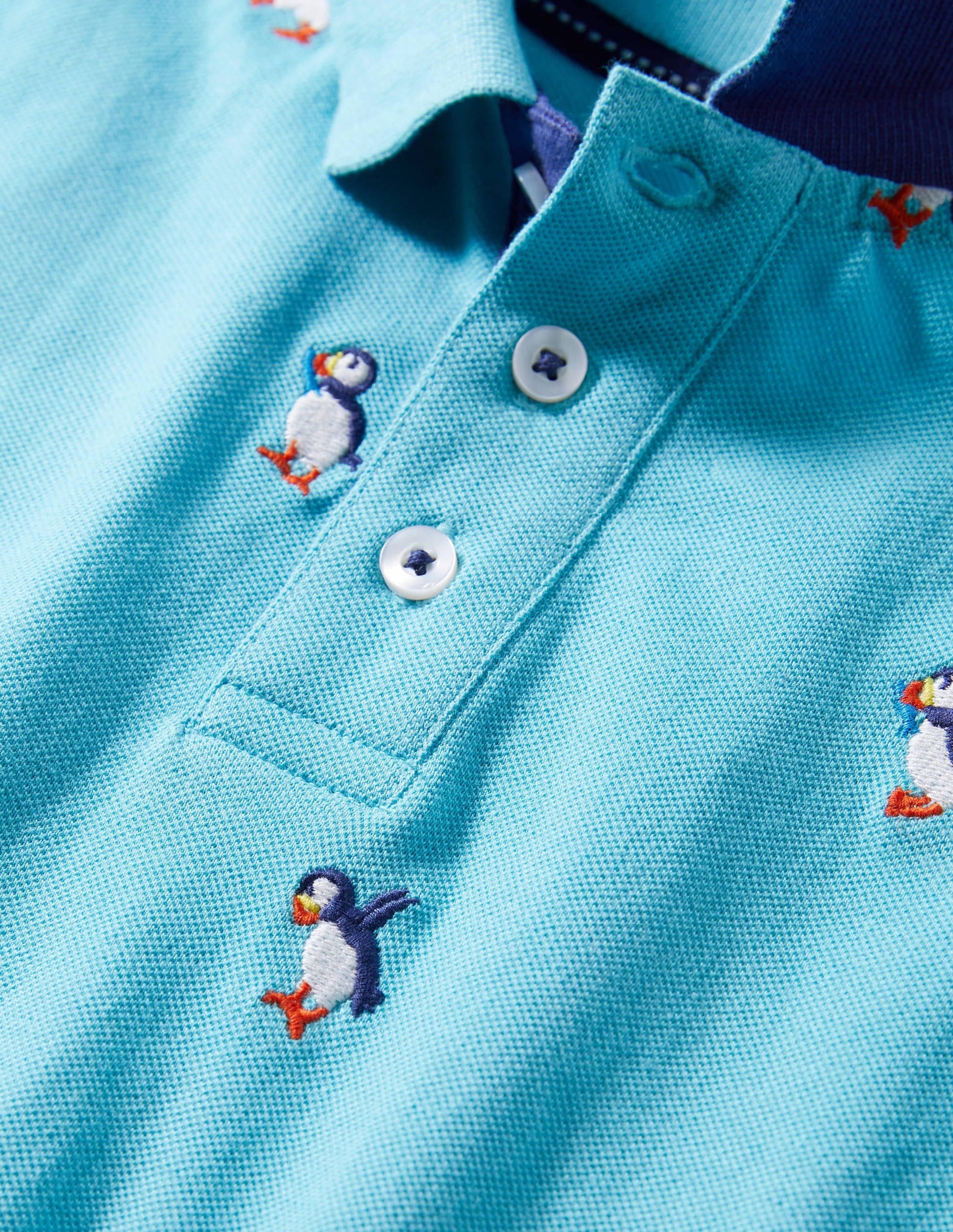 Piqué Polo Shirt-Aqua Blue Puffins-3
