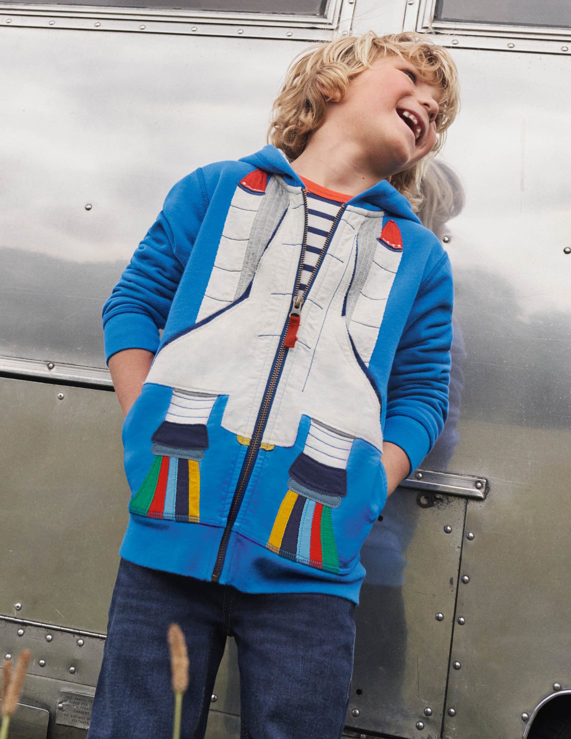 Fun Zip-up Hoodie-Bright Marina Blue Space-4