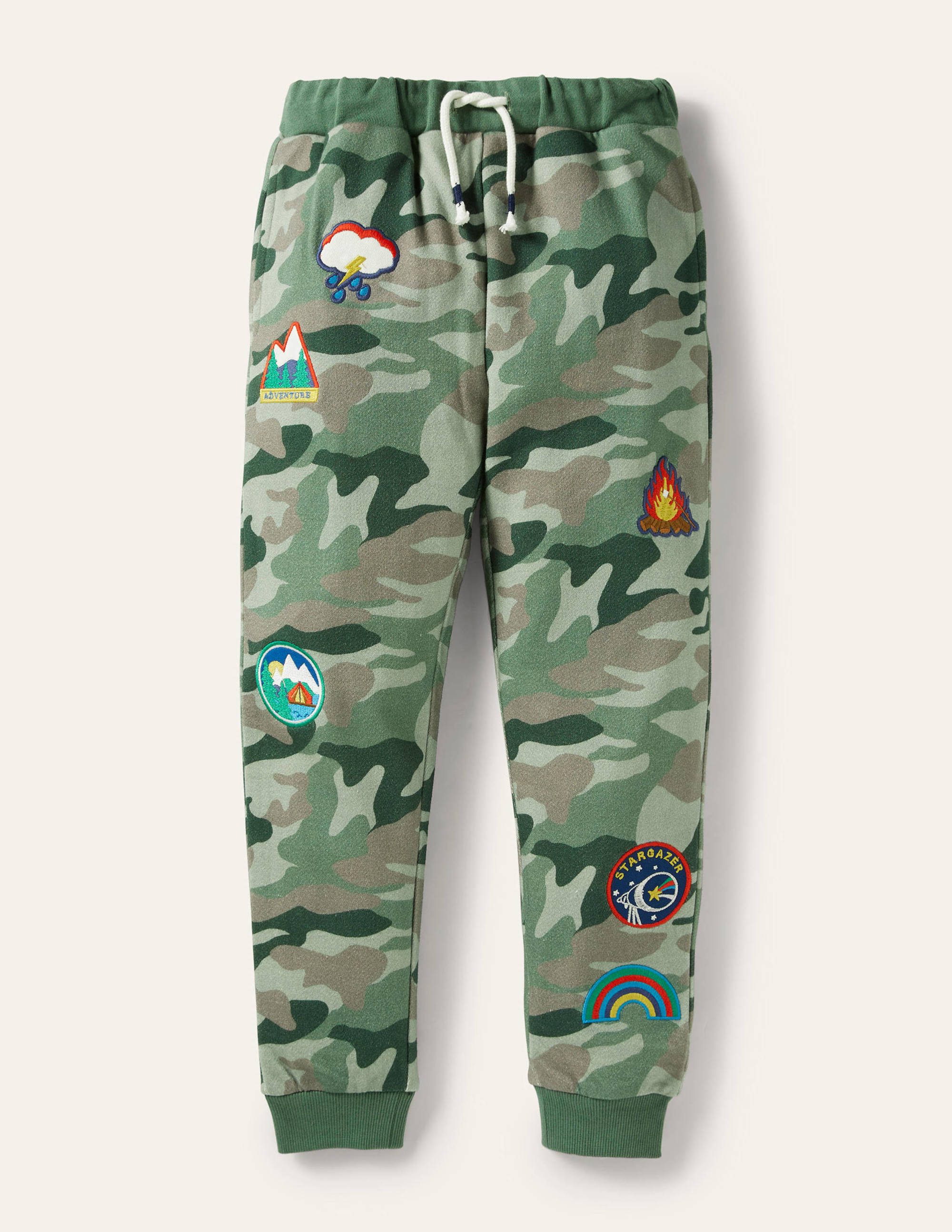 Camo Badge Joggers-Soft Green Camouflage - Image 1