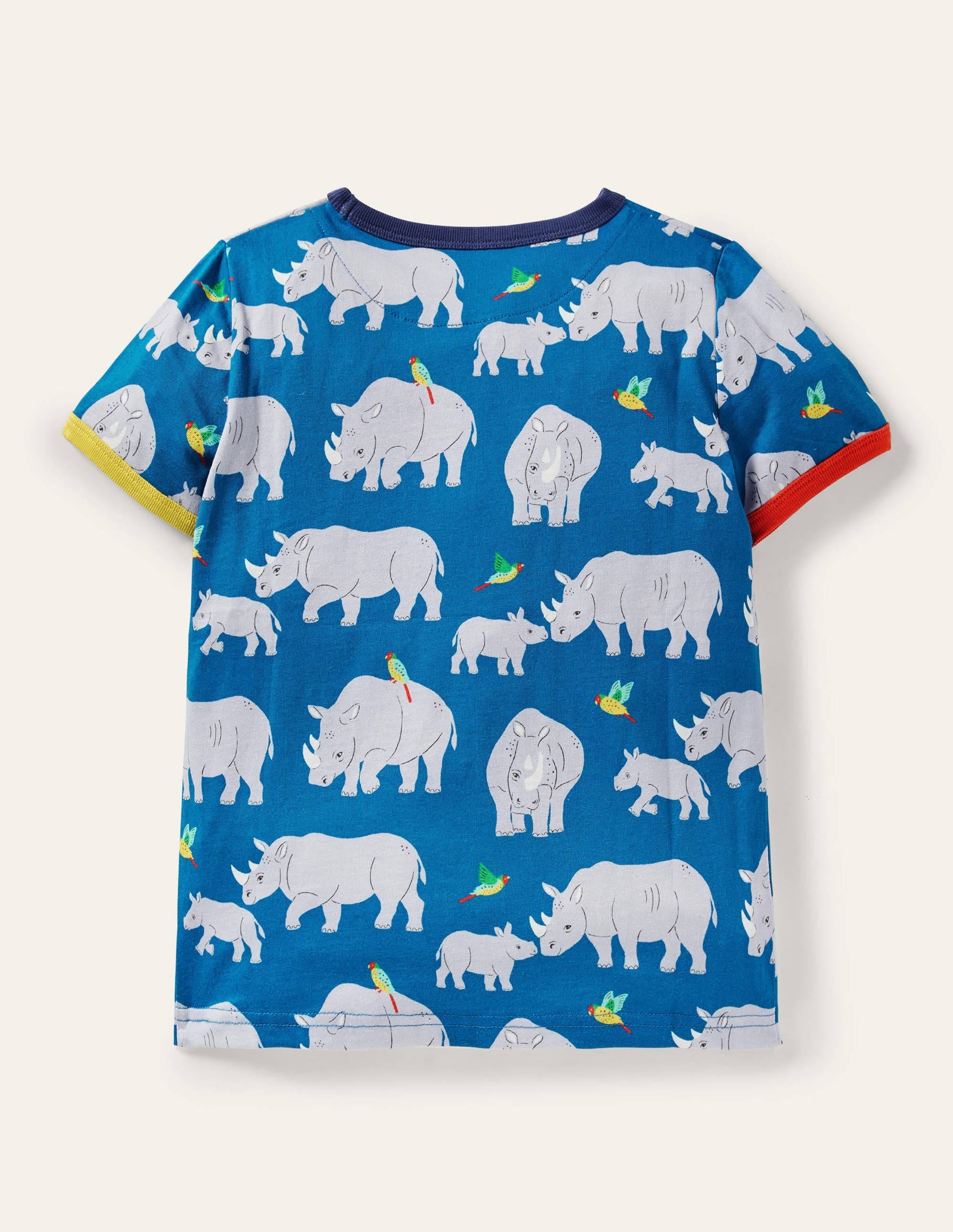 Printed Ringer T-shirt-Elizabethan Blue Rhino - Image 2