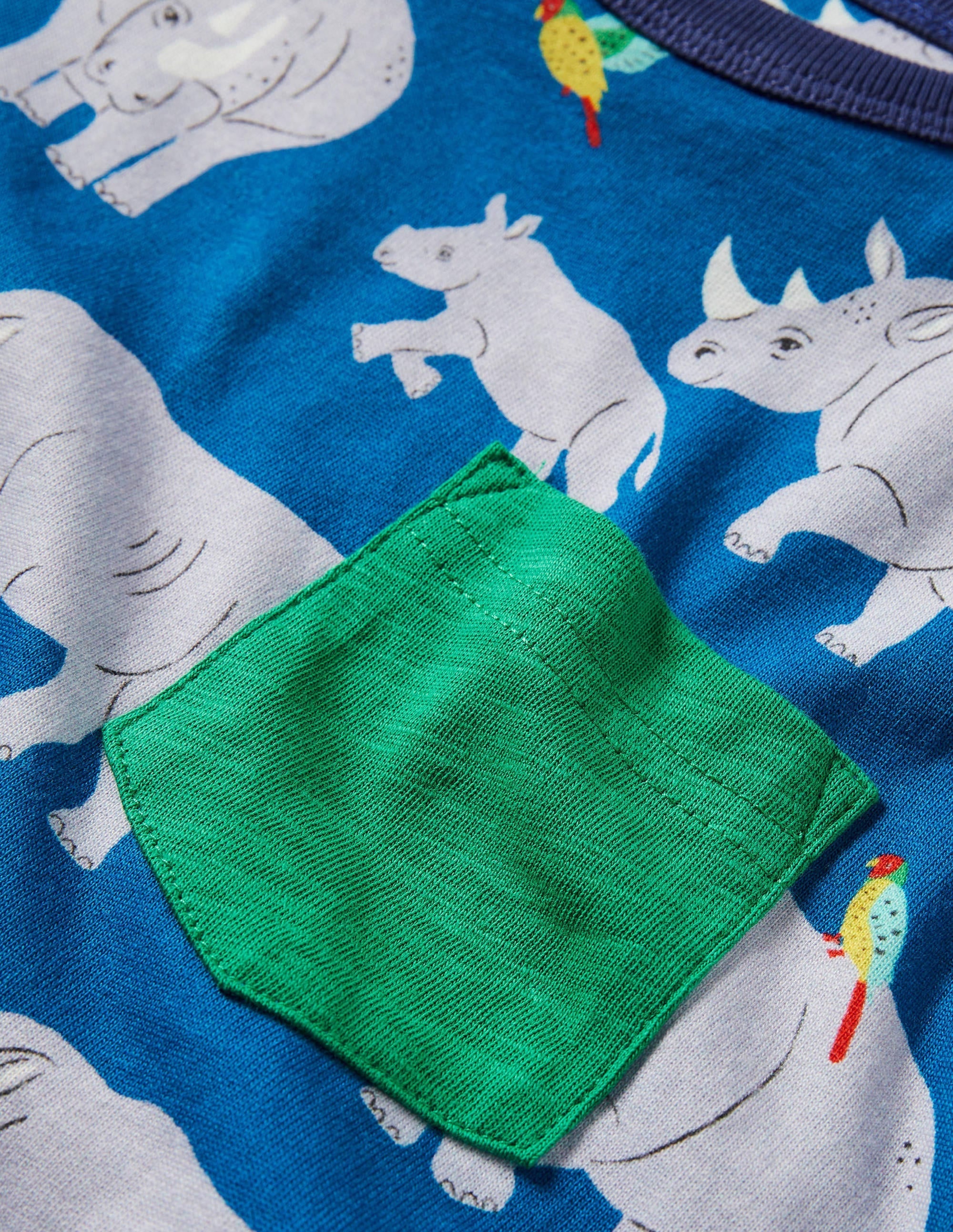 Printed Ringer T-shirt-Elizabethan Blue Rhino - Image 3