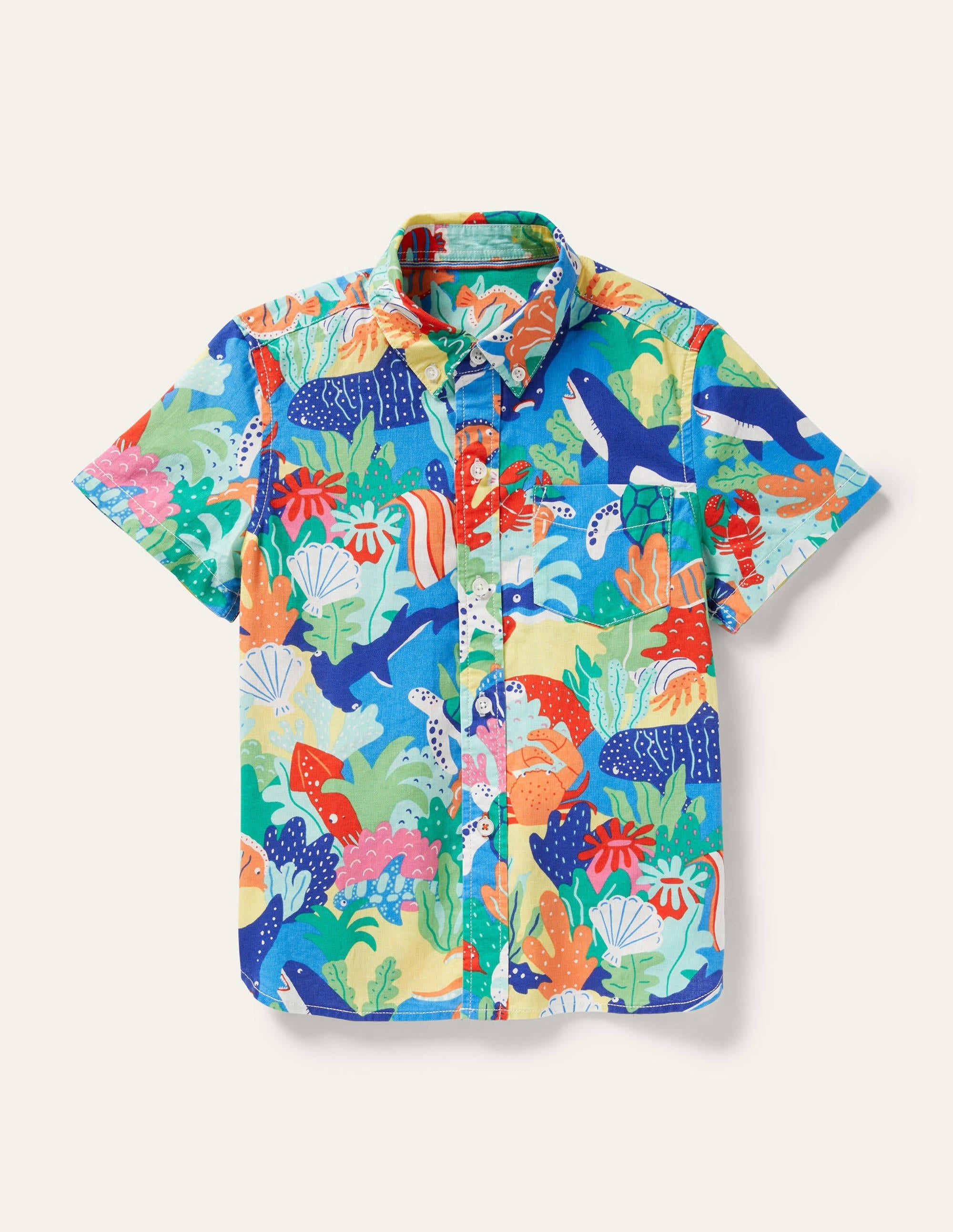 Holiday Cotton Linen Shirt-Multi Rainbow Reef - Image 1