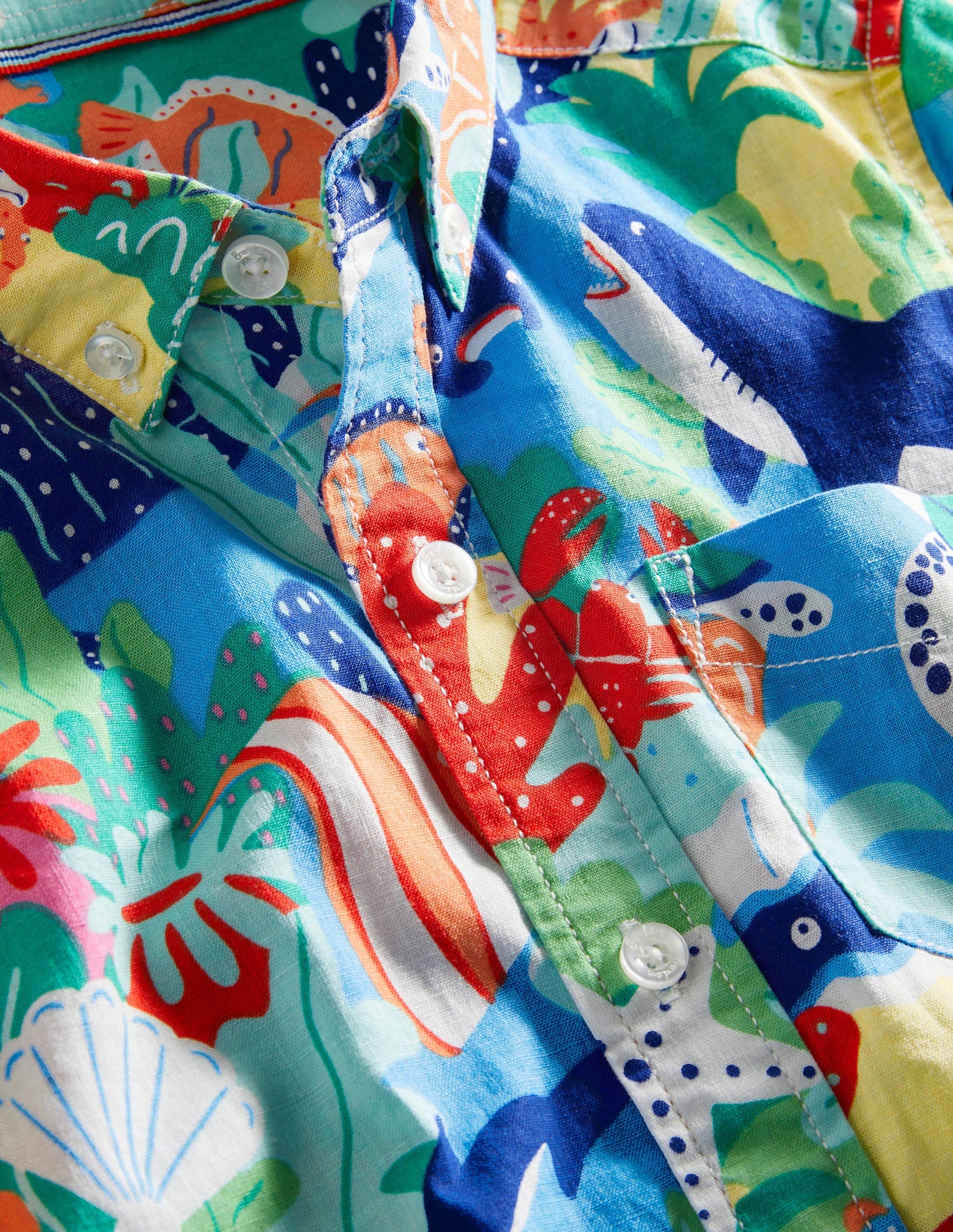 Holiday Cotton Linen Shirt-Multi Rainbow Reef-3
