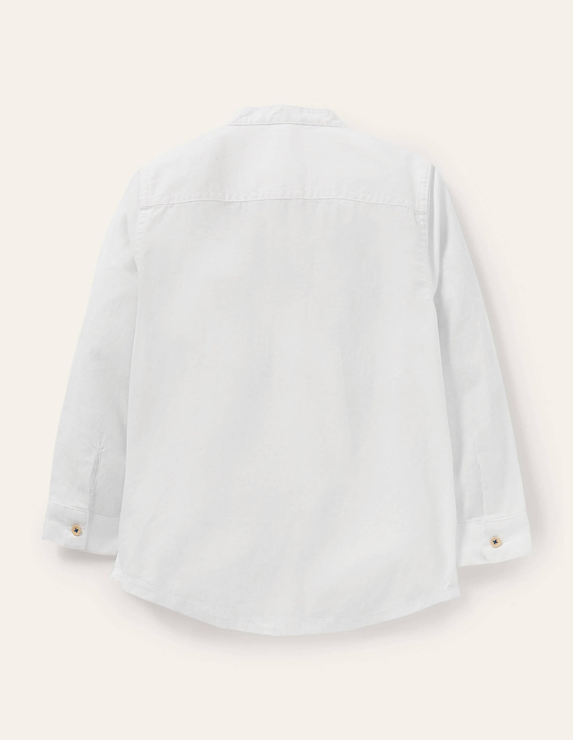 Linen Cotton Grandad Shirt-White-2