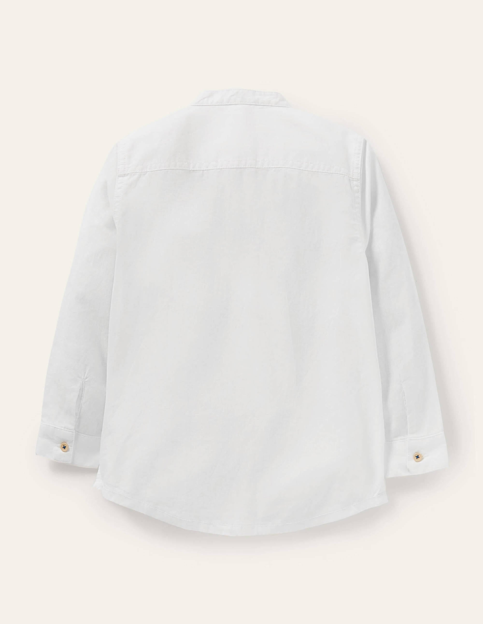 Linen Cotton Grandad Shirt-White - Image 2