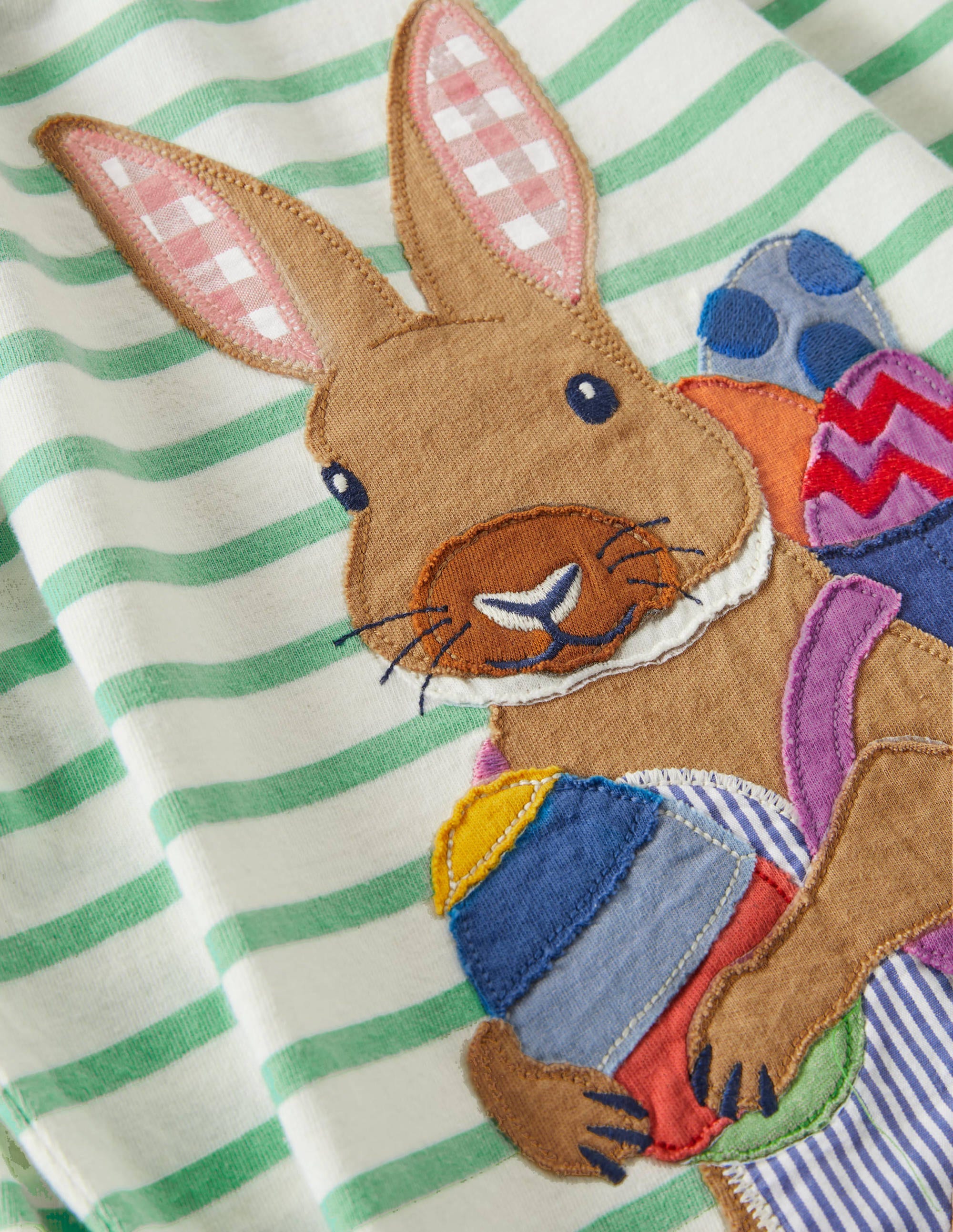 Easter Appliqué T-shirt-Ivory/Aloe Green Bunny - Image 3