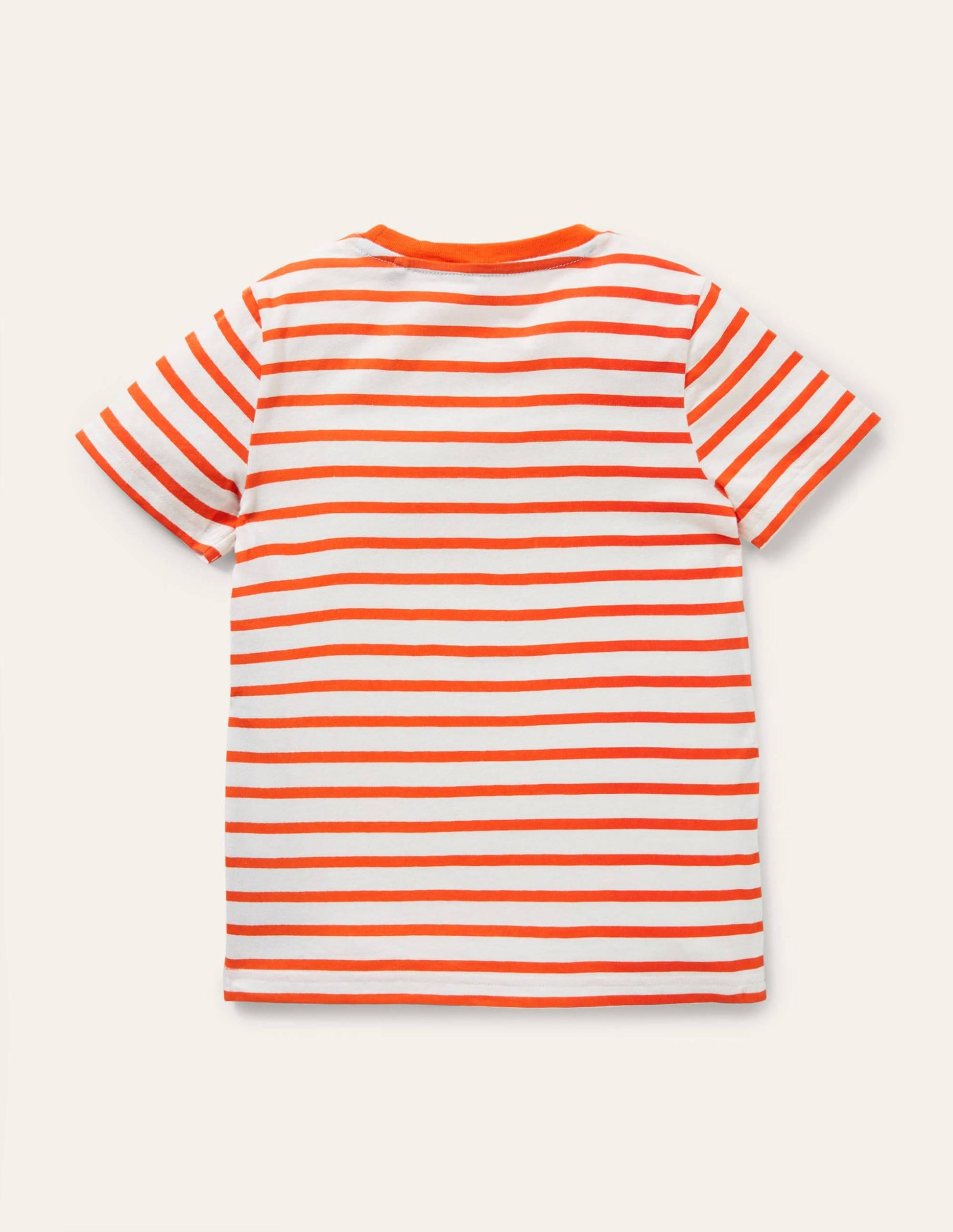 Stripy Animal Appliqué T-shirt-Ivory/Mandarin Orange Elephant-2