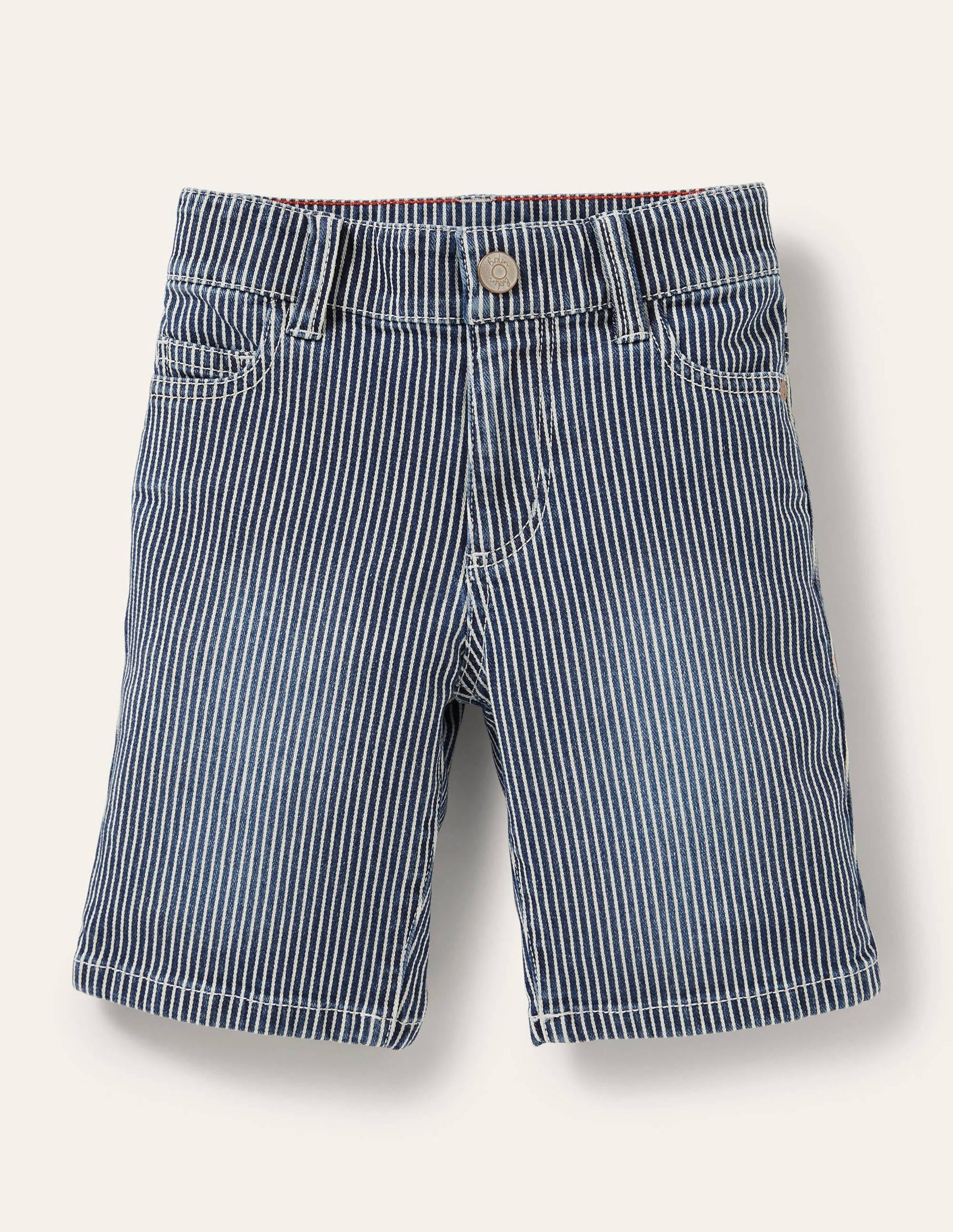 Adventure-flex Denim Shorts-Indigo Blue Ticking-1