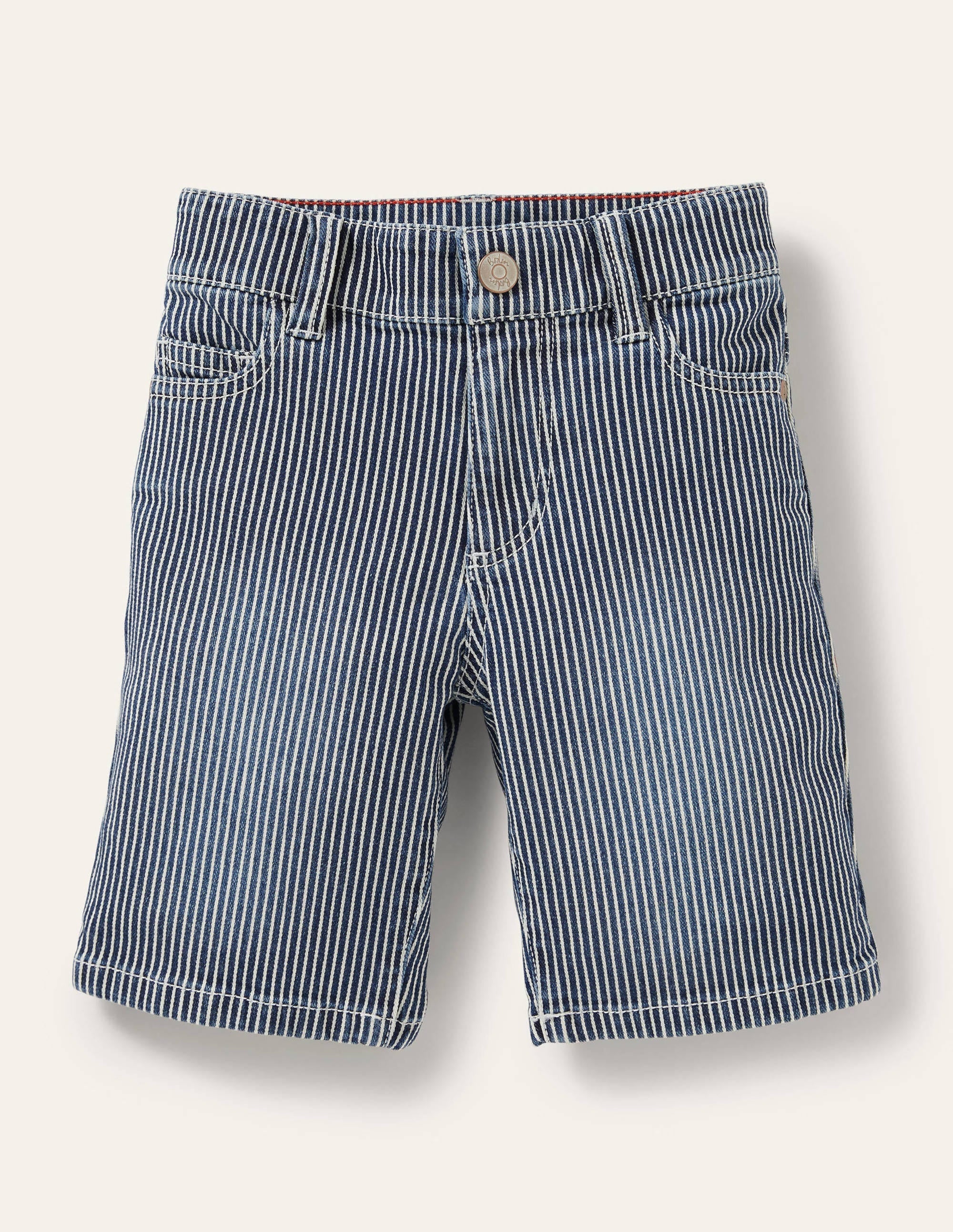 Adventure-flex Denim Shorts-Indigo Blue Ticking - Image 1