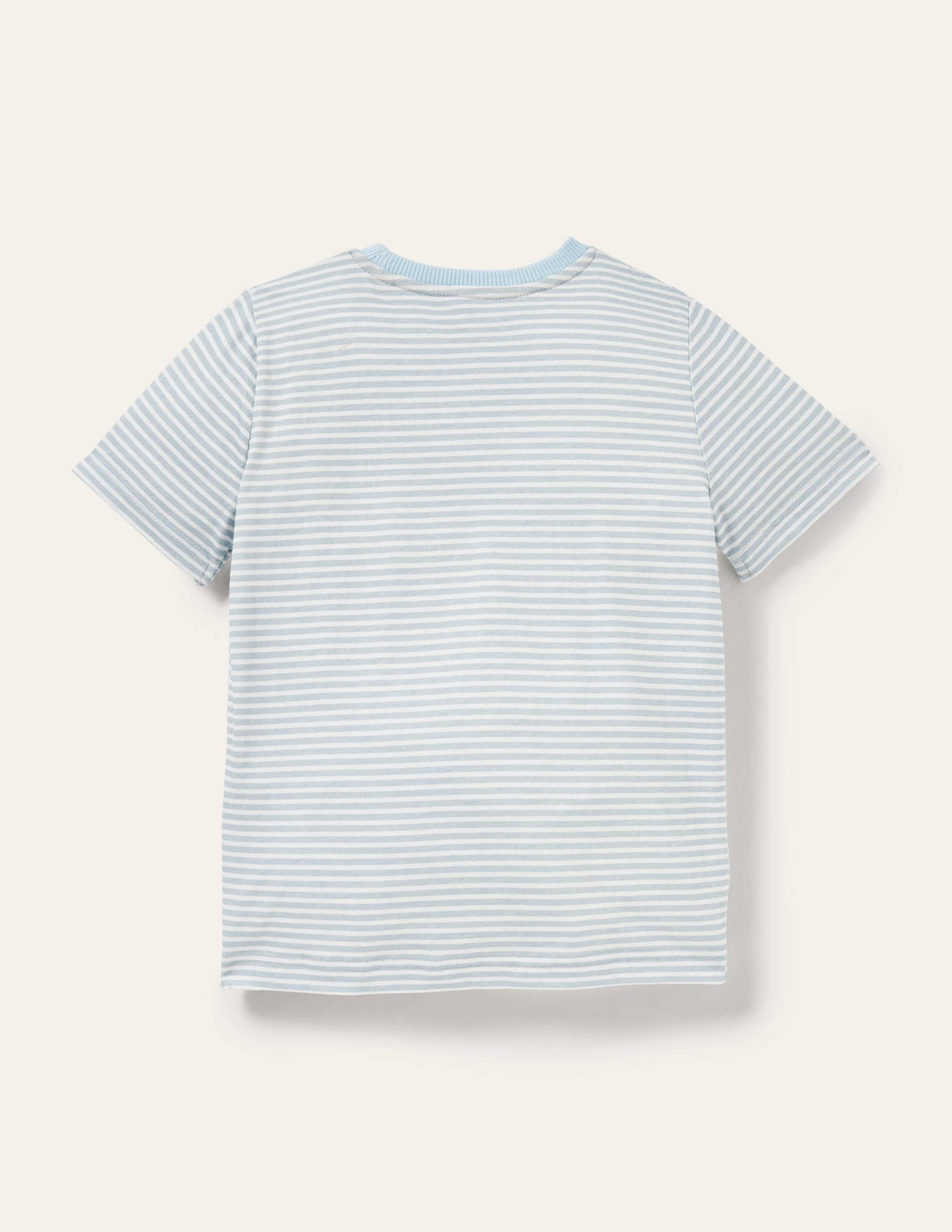 Stripy Animal Appliqué T-shirt-Coastal Blue Hippo-2