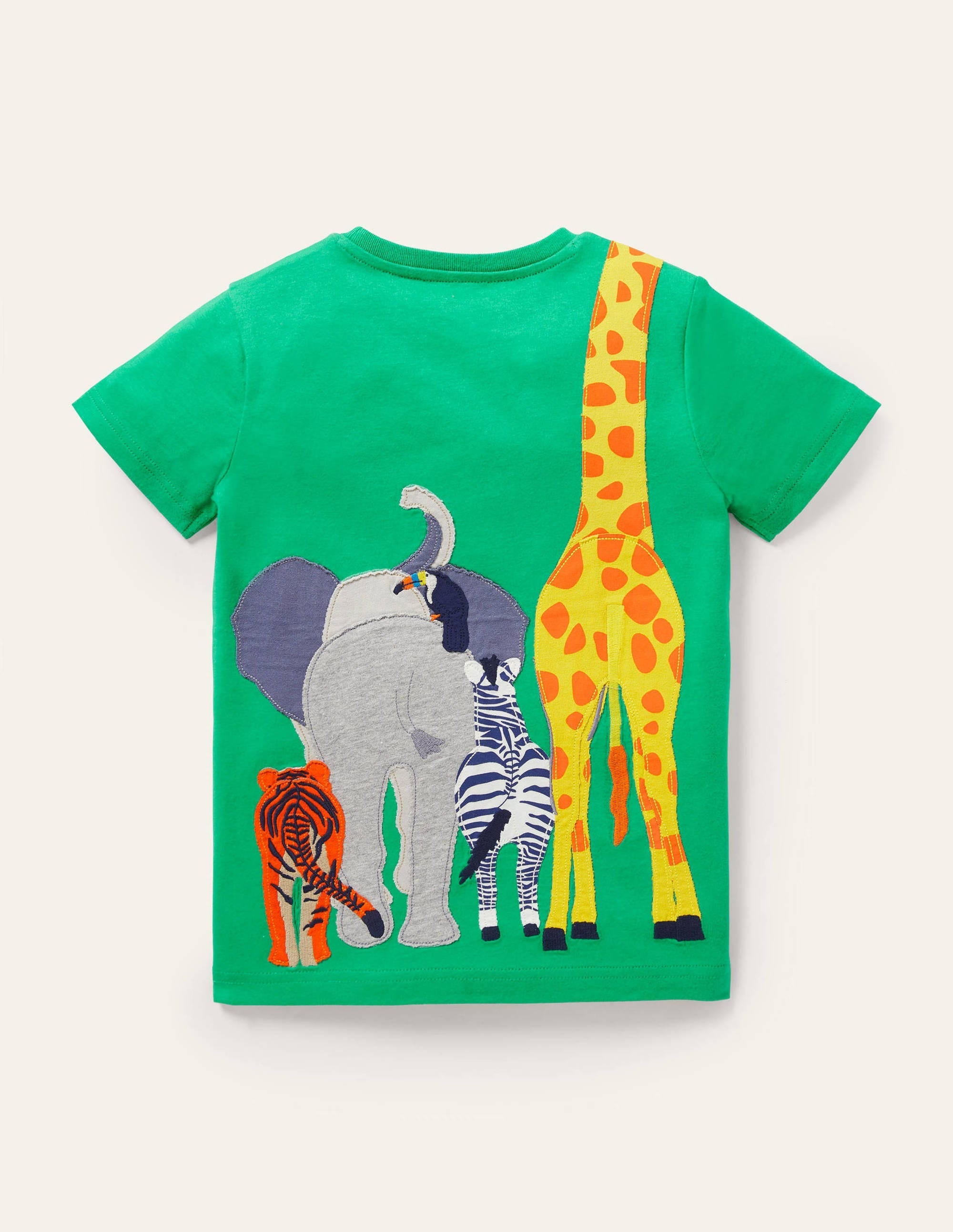 Front & Back Appliqué T-shirt-Green Pepper Safari Animals - Image 2