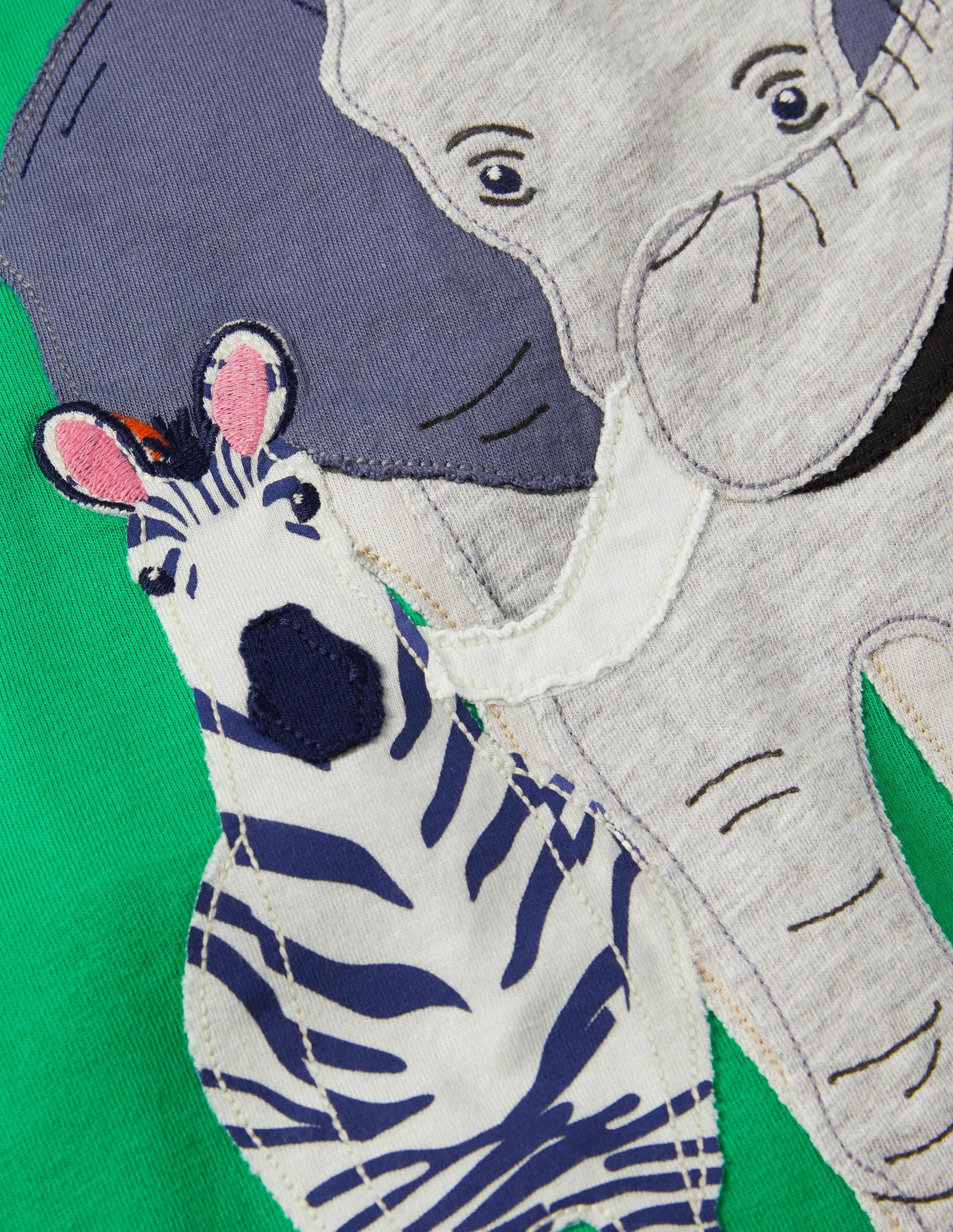 Front & Back Appliqué T-shirt-Green Pepper Safari Animals - Image 3