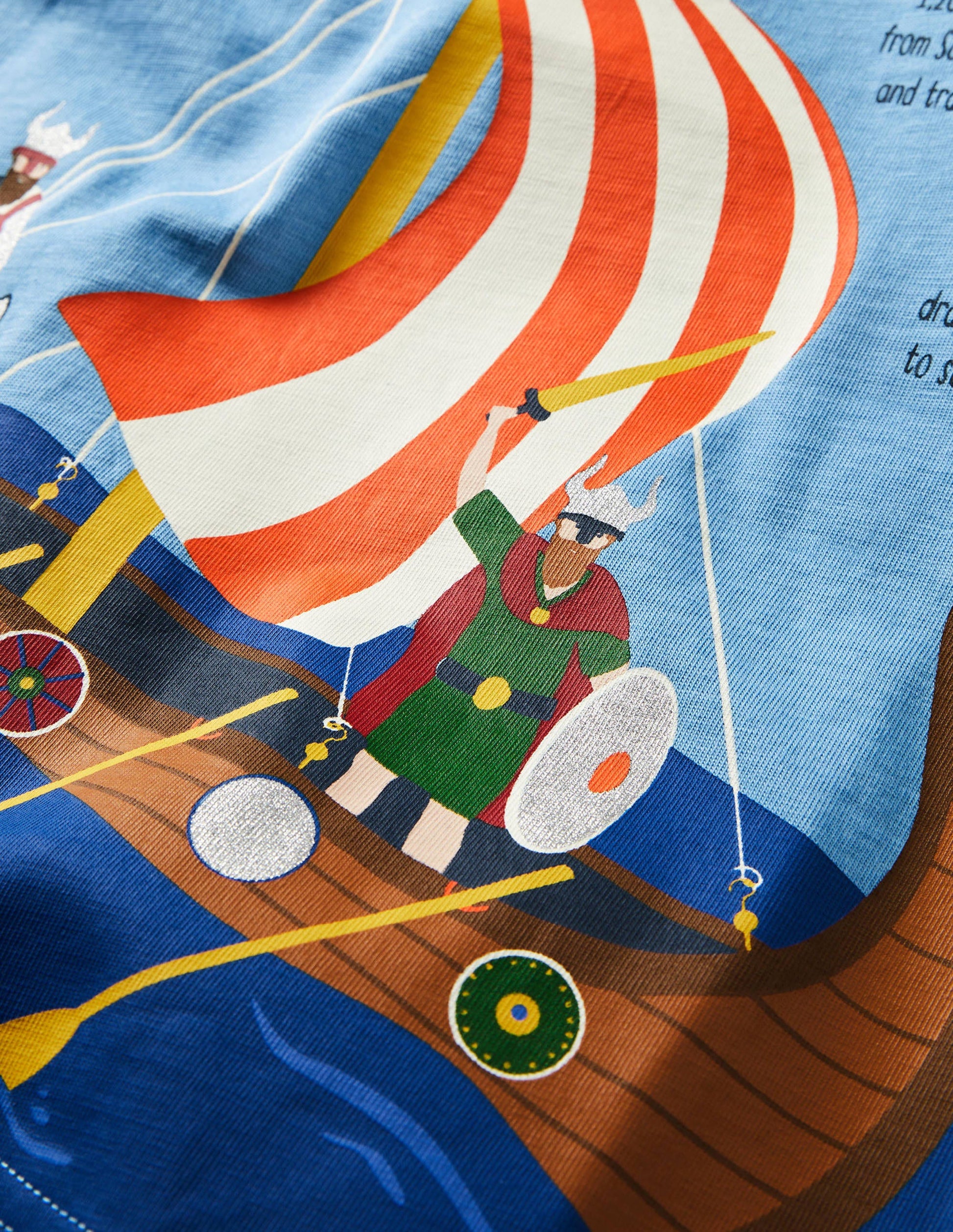 Printed History T-shirt-Surfboard Blue Viking Boat-3