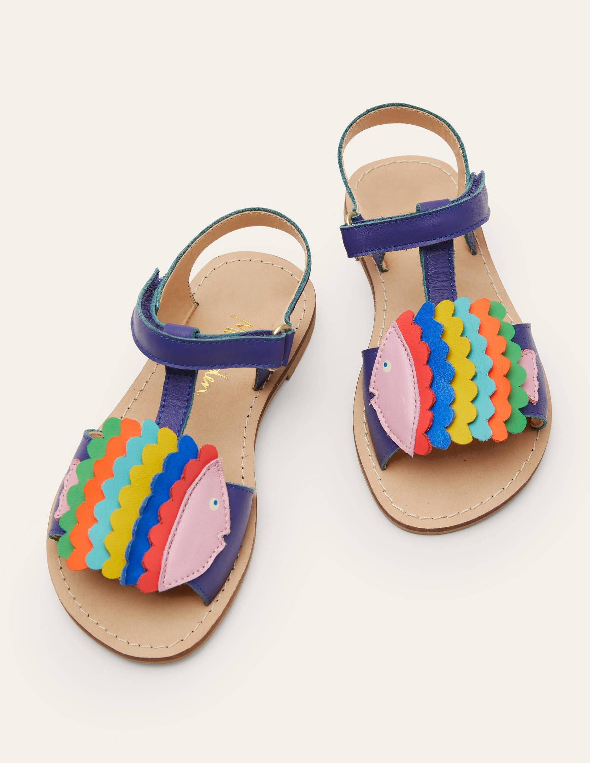 Fun Leather Sandals-Multi Fish-1