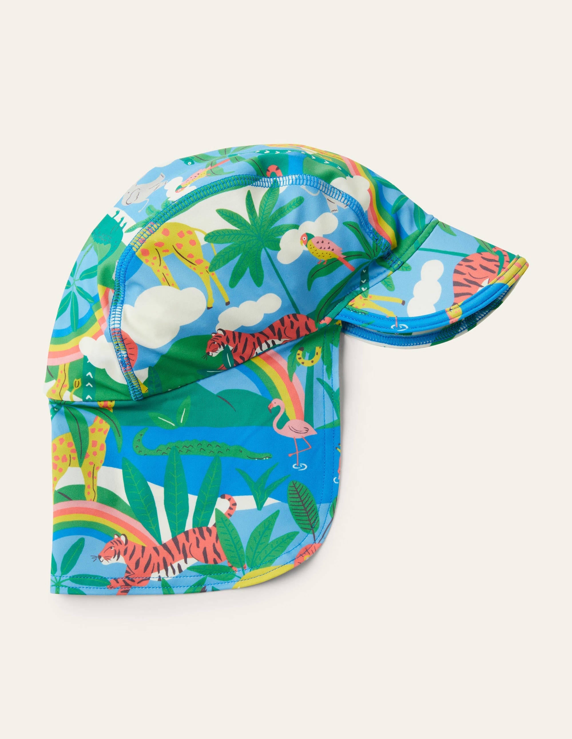 Sun-safe Swim Hat-Georgian Blue Rainbow Jungle - Image 1