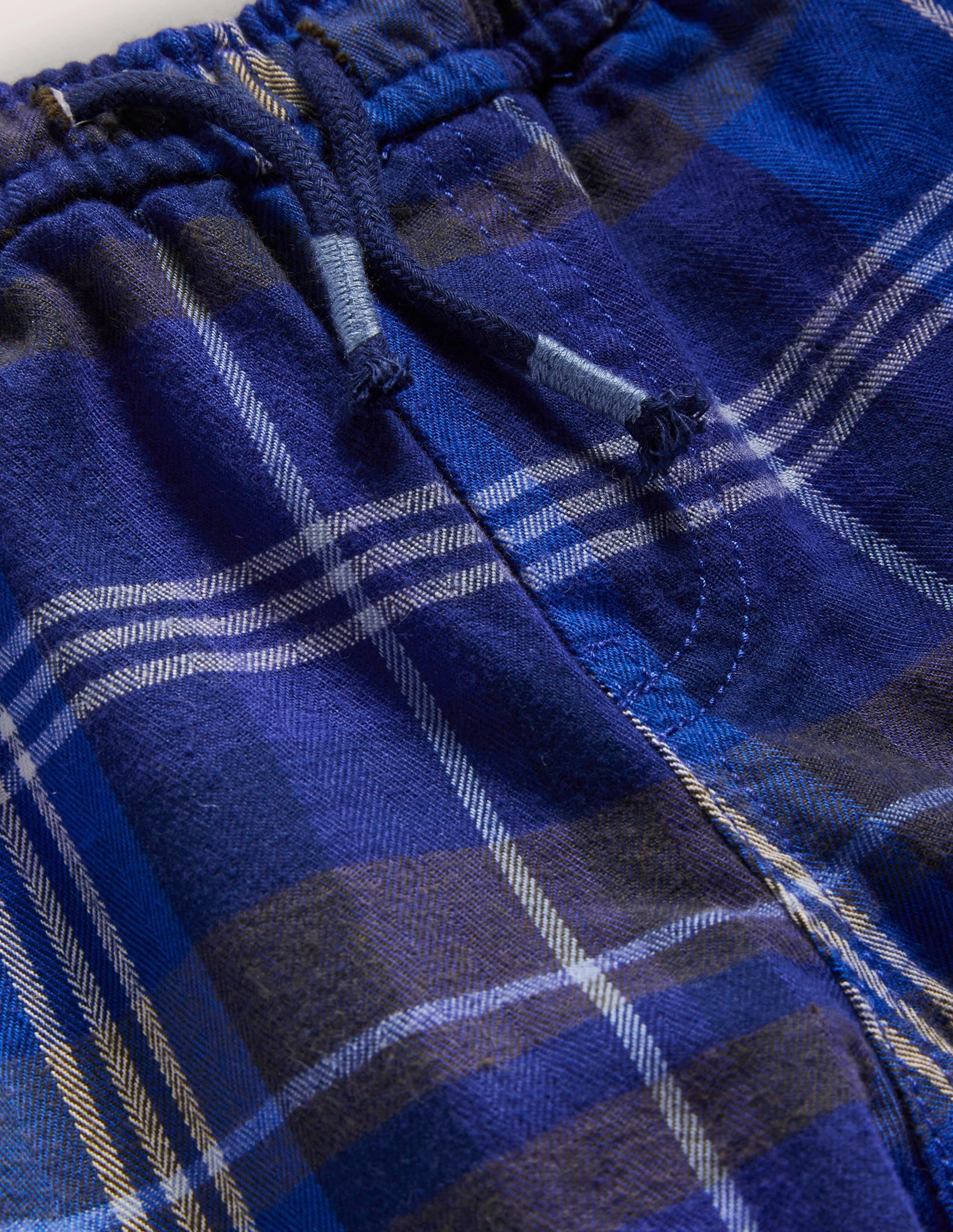 Relaxed Slim Pull-on Trousers-Blues/Green Check - Image 3