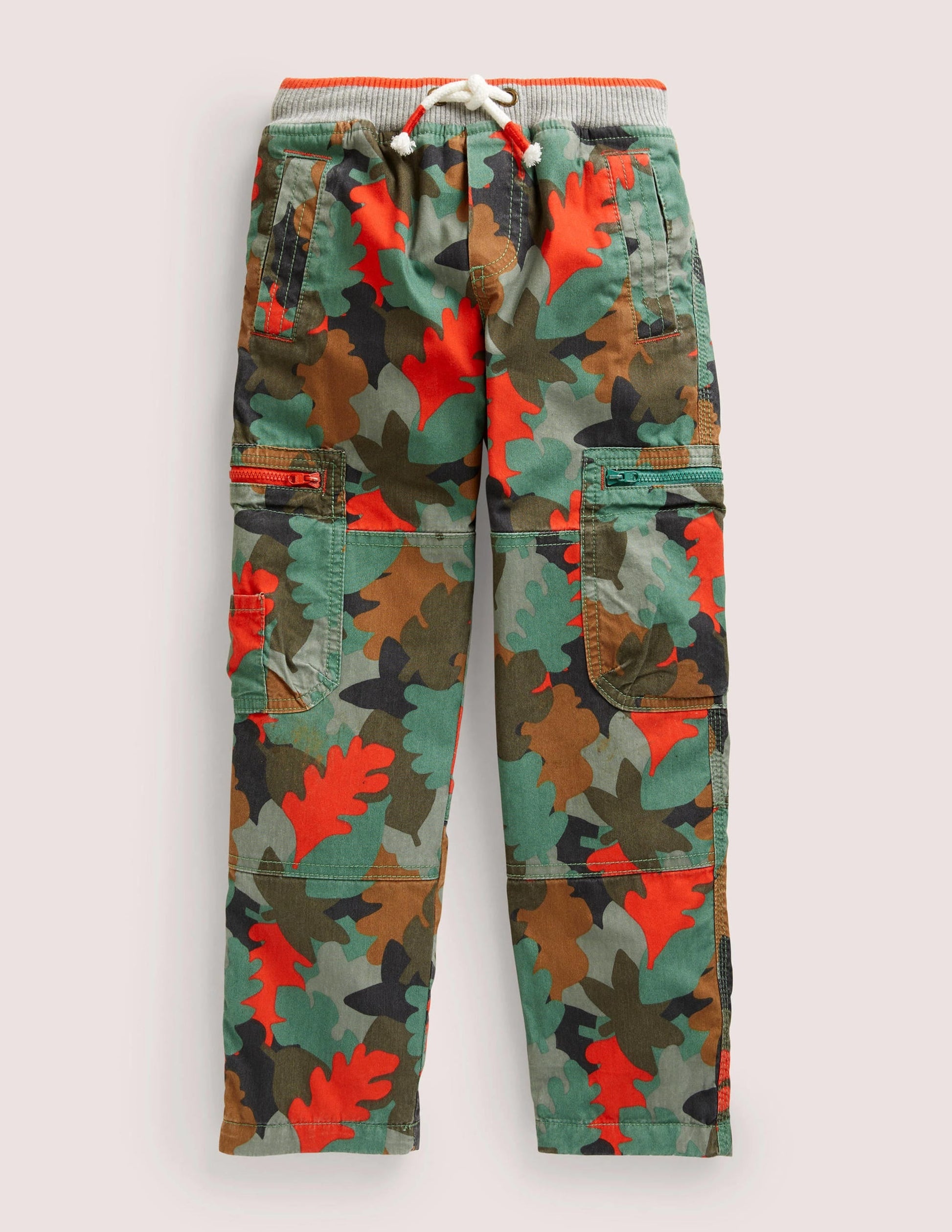 Cosy Lined Cargo Trousers-Rosemary Autumn Leaf Camo-1