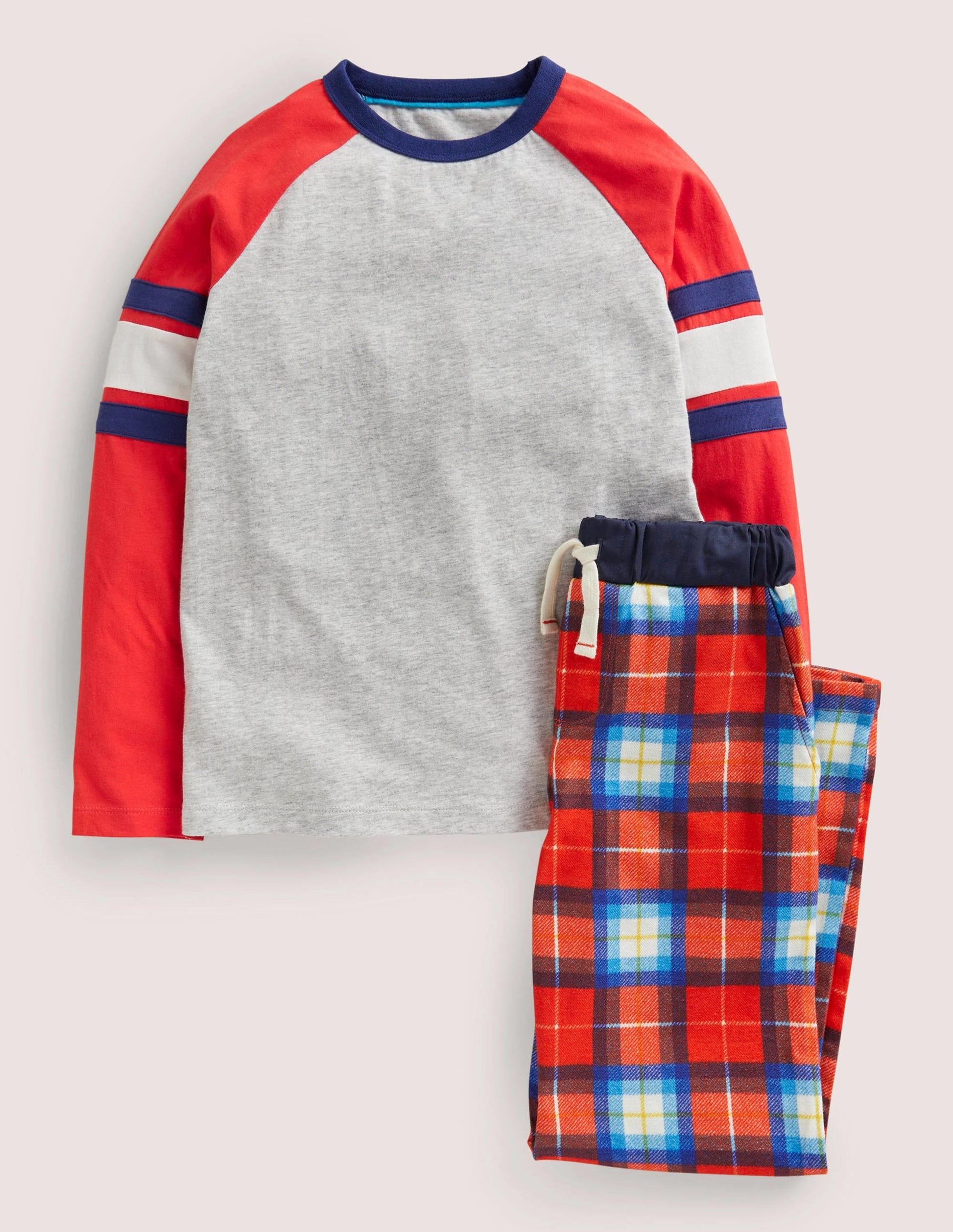 Cosy Brushed Pyjama Set-Rockabilly Red Check-1