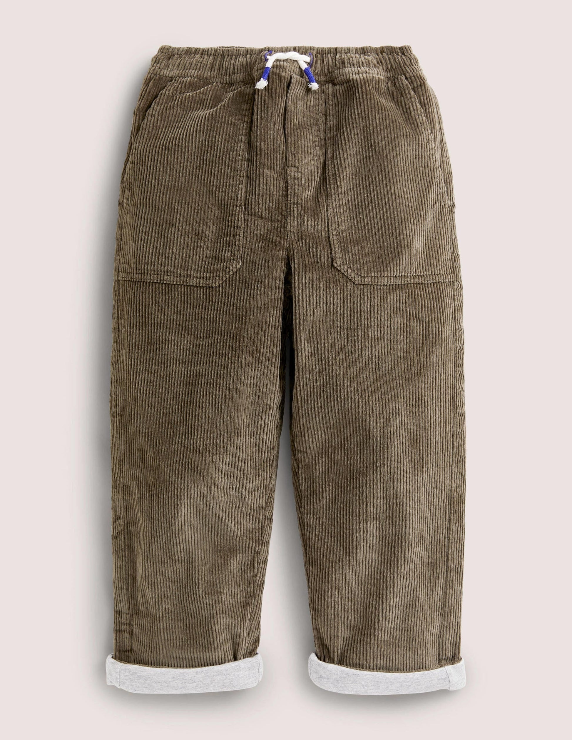 Lined Trousers-Khaki Green Cord-1