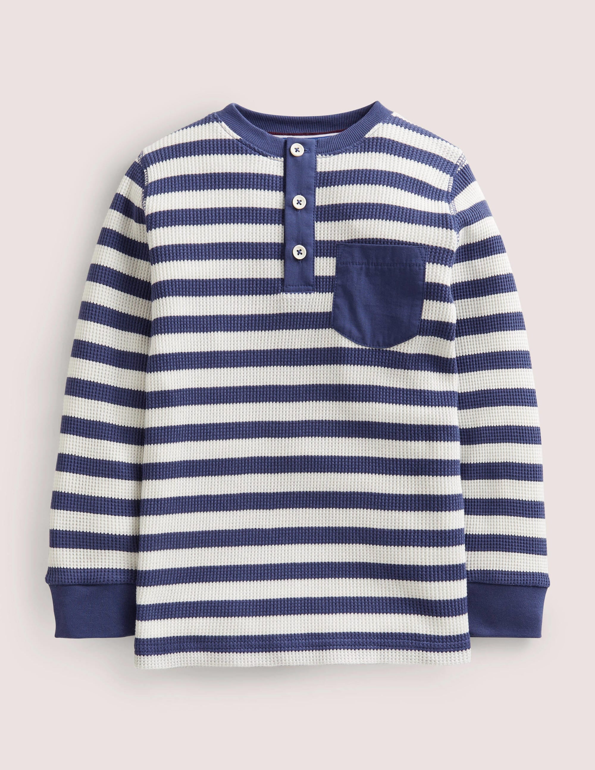 Waffle Henley T-Shirt-Ivory/Starboard - Image 1