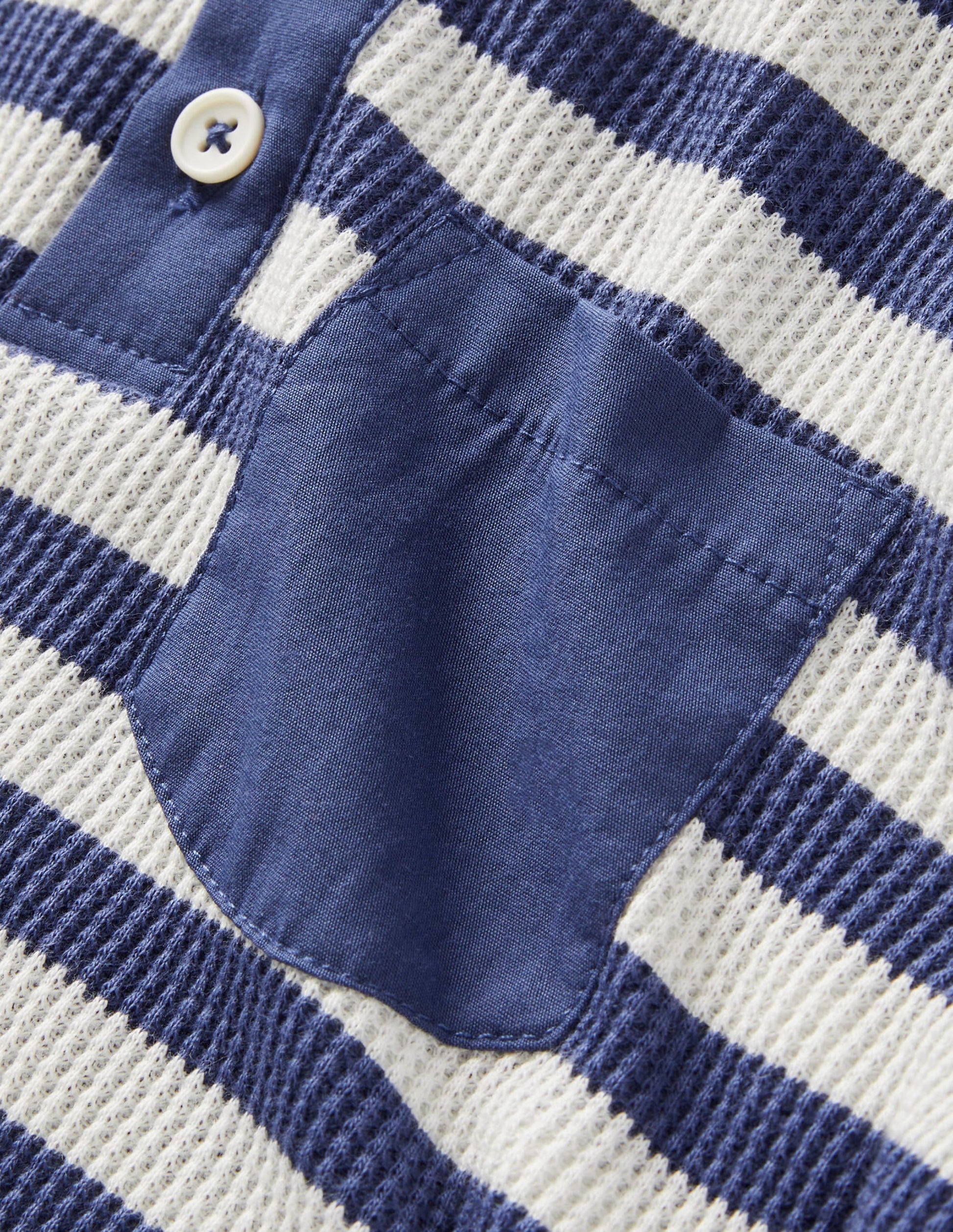 Waffle Henley T-Shirt-Ivory/Starboard-3