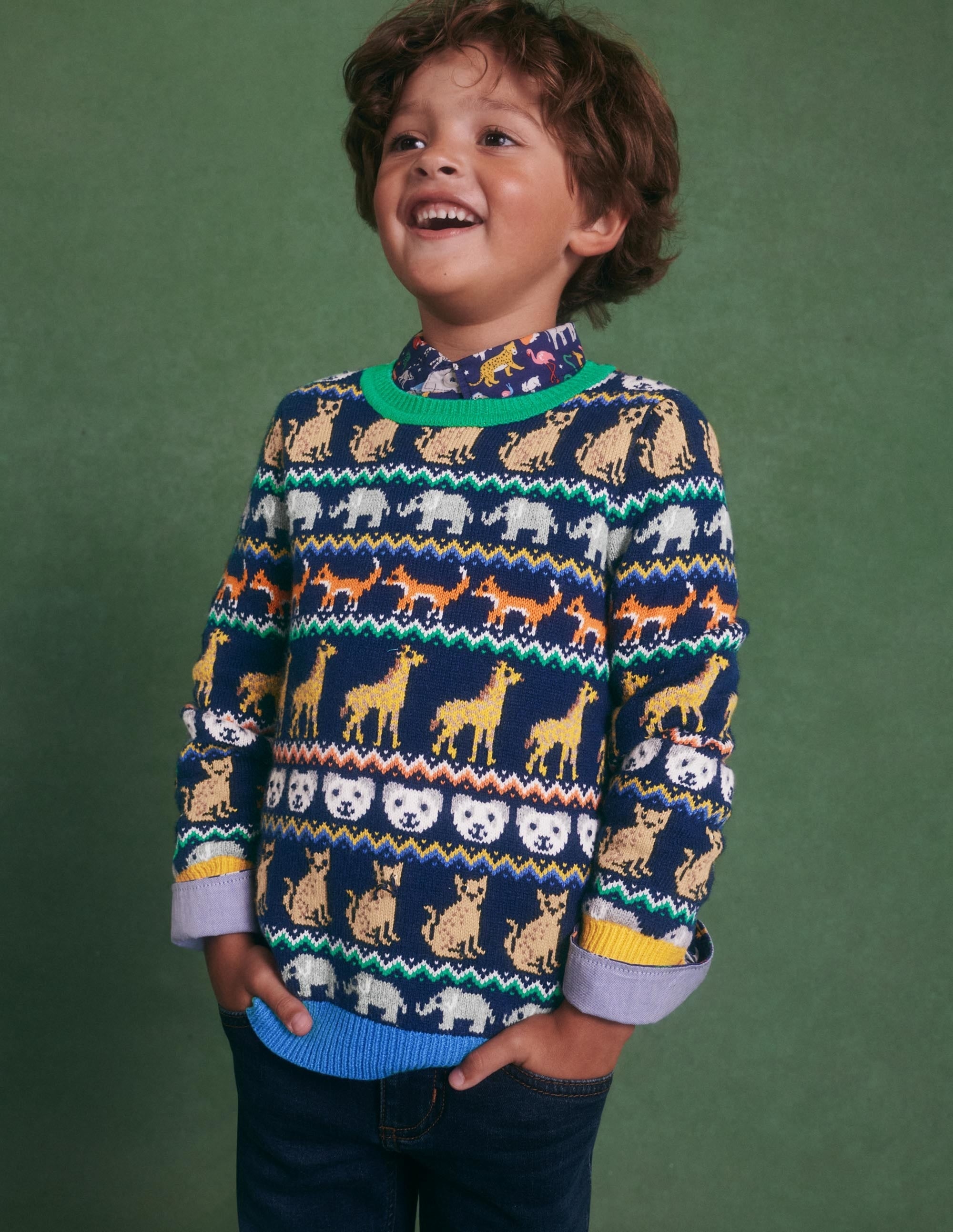Fair Isle Jumper-College Navy Global Fair Isle - Image 5