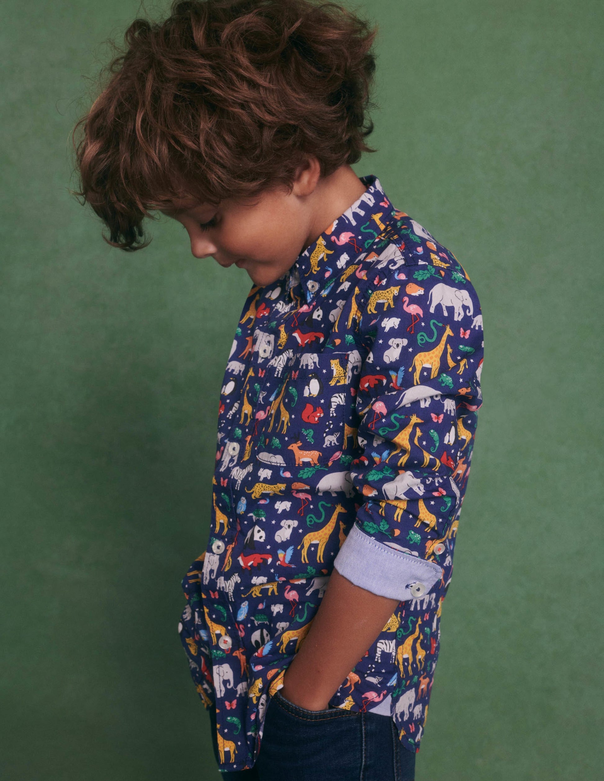 Casual Twill Shirt-Starboard Blue Animals-5